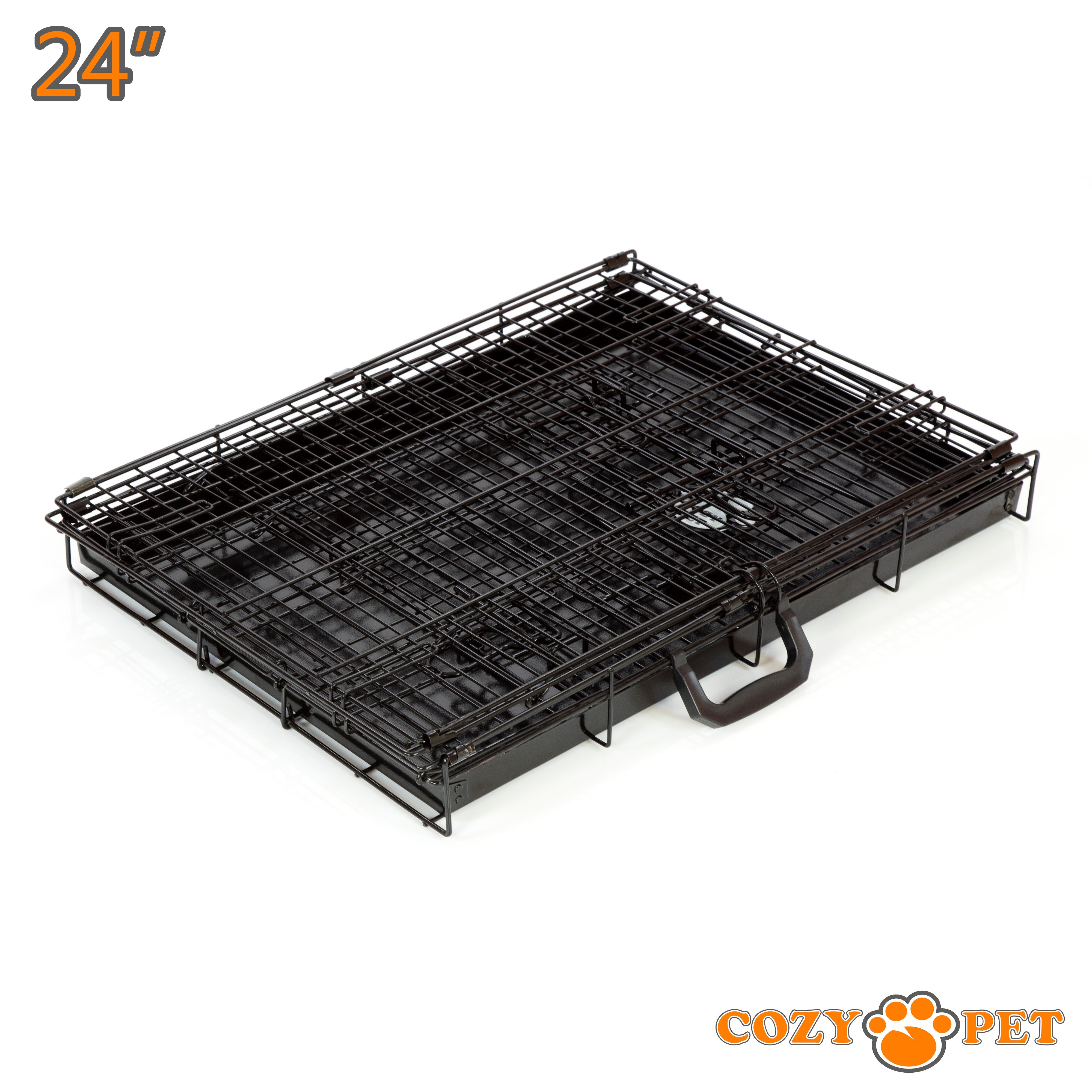 30" Cozy Pet Dog Cage in Black with Tailored Vet Bedding and Metal Tray - DC30B + VB30C