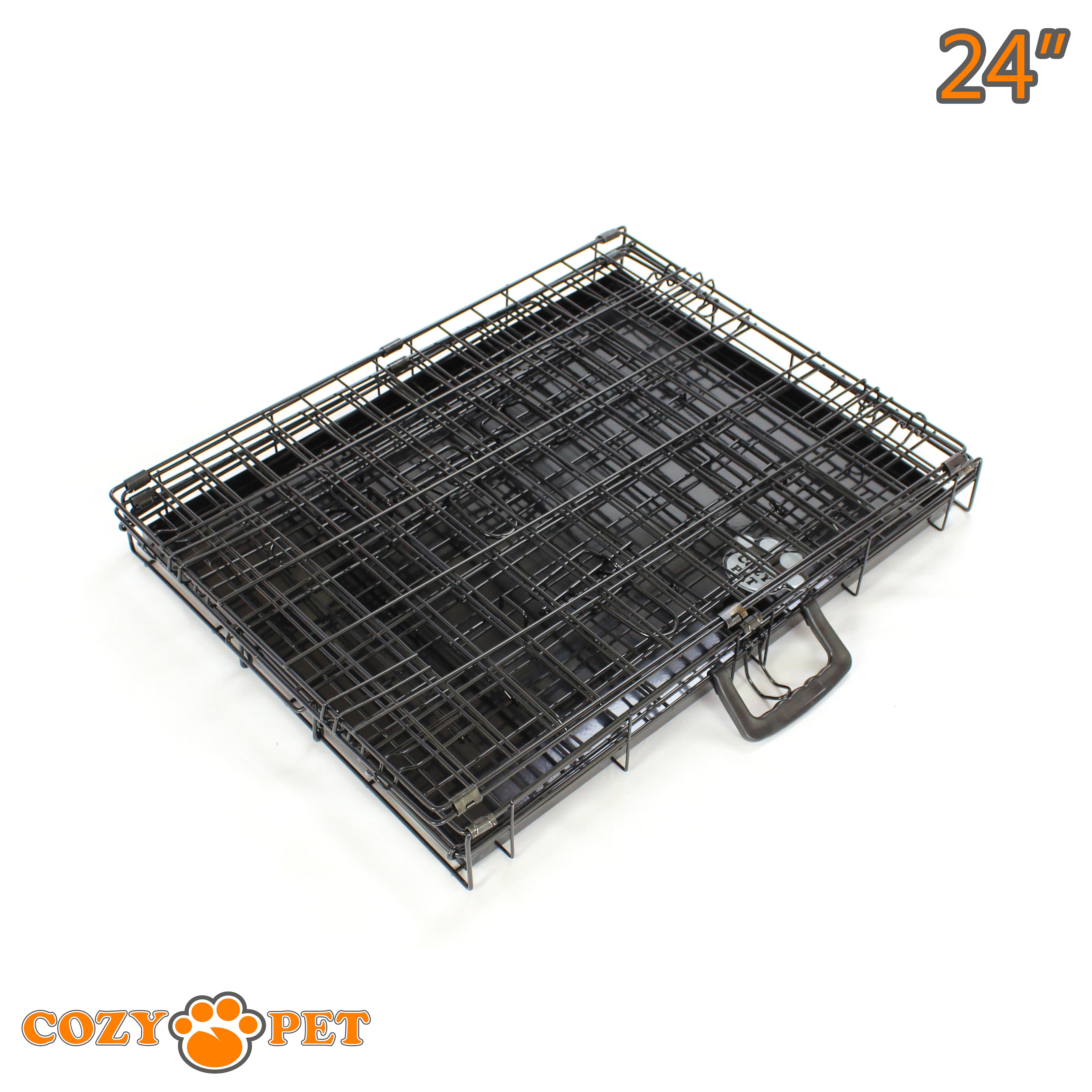 24" Cozy Pet Dog Cage in Black with Taylored Vet Bedding - DC24B + VB24C