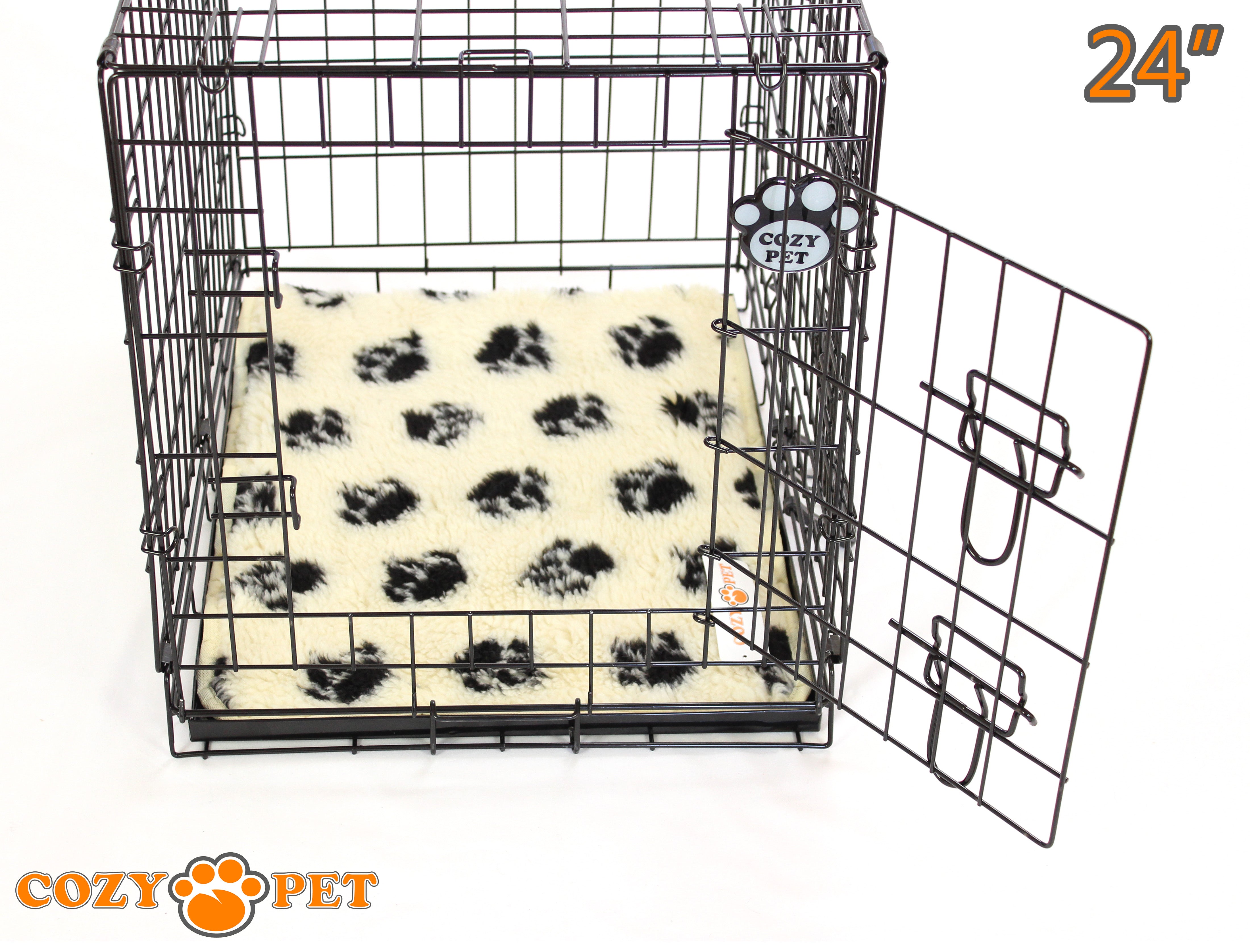 24" Cozy Pet Dog Cage in Black with Taylored Vet Bedding - DC24B + VB24C