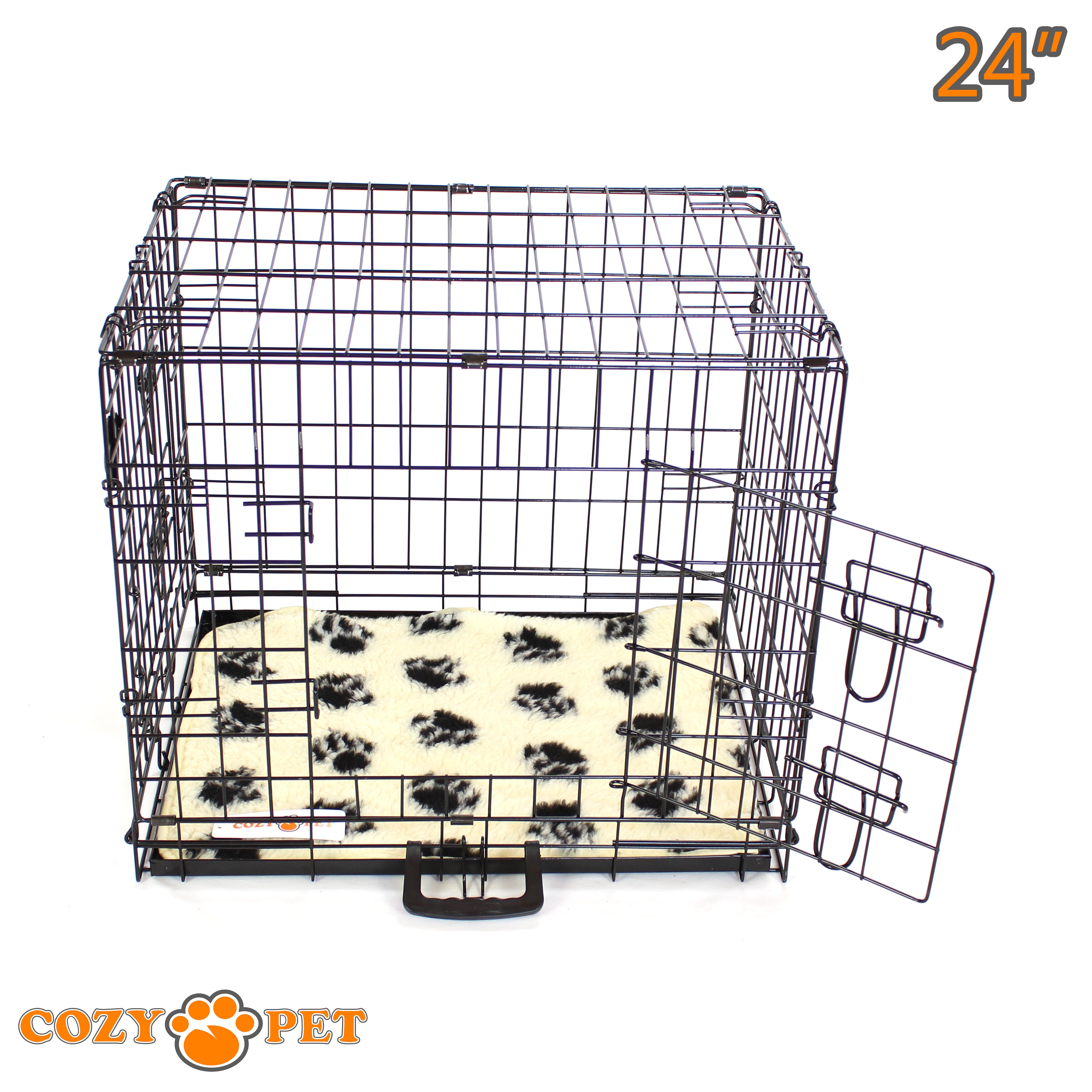 24" Cozy Pet Dog Cage in Black with Taylored Vet Bedding - DC24B + VB24C