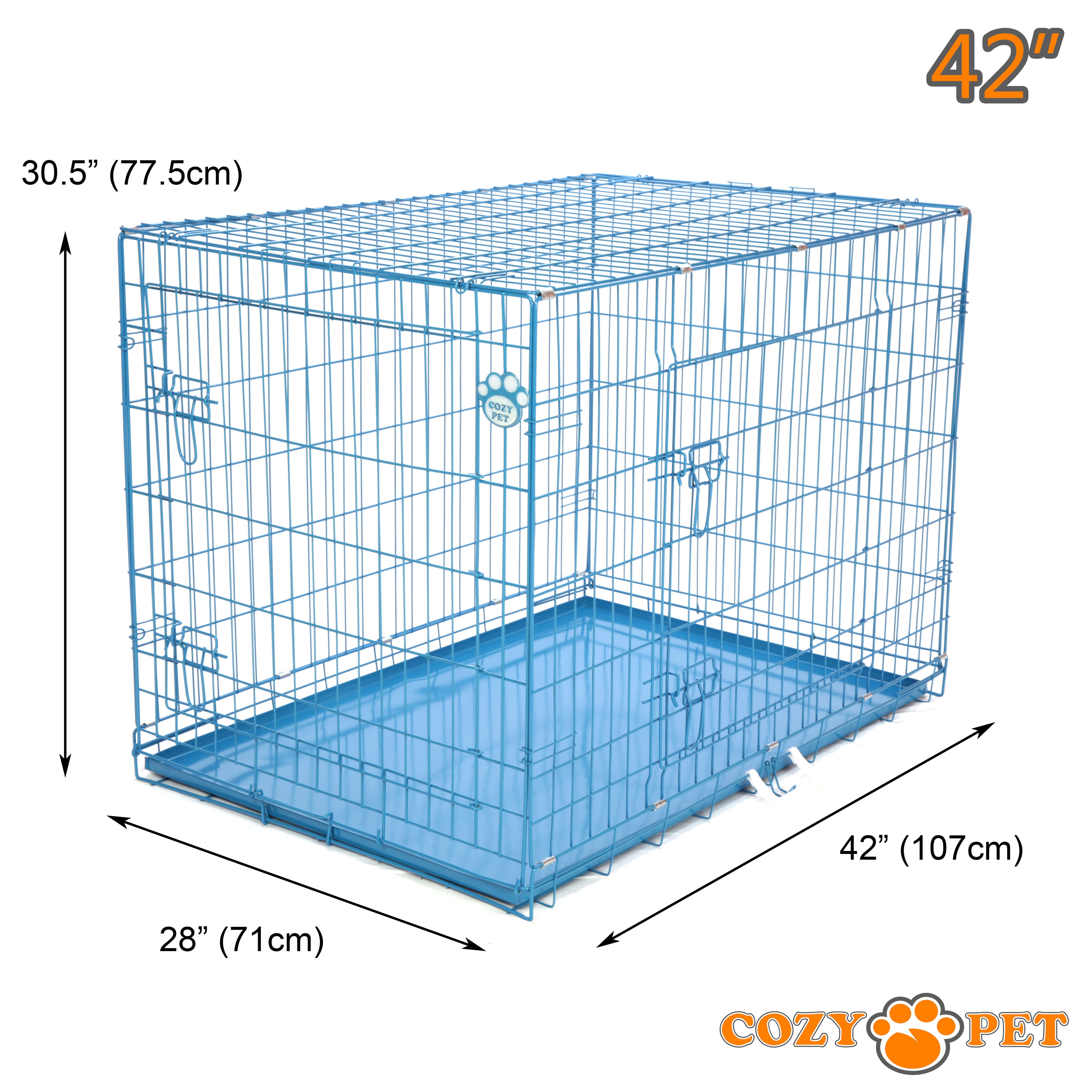 42" Cozy Pet Dog Cage in Blue with Metal Tray - DC42BL