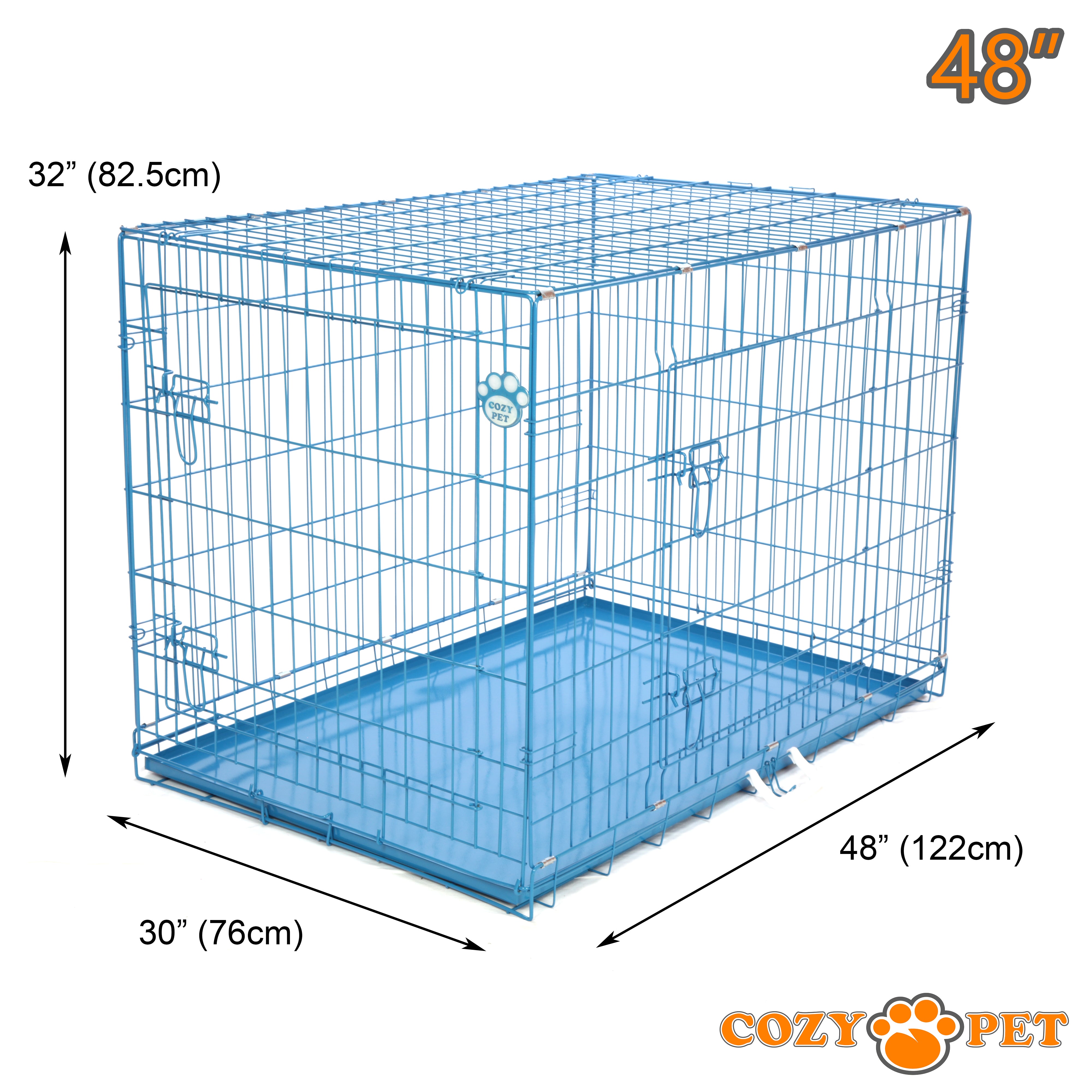 48" Dog Cage in Blue by Cozy Pet with Metal Tray - DC48BL