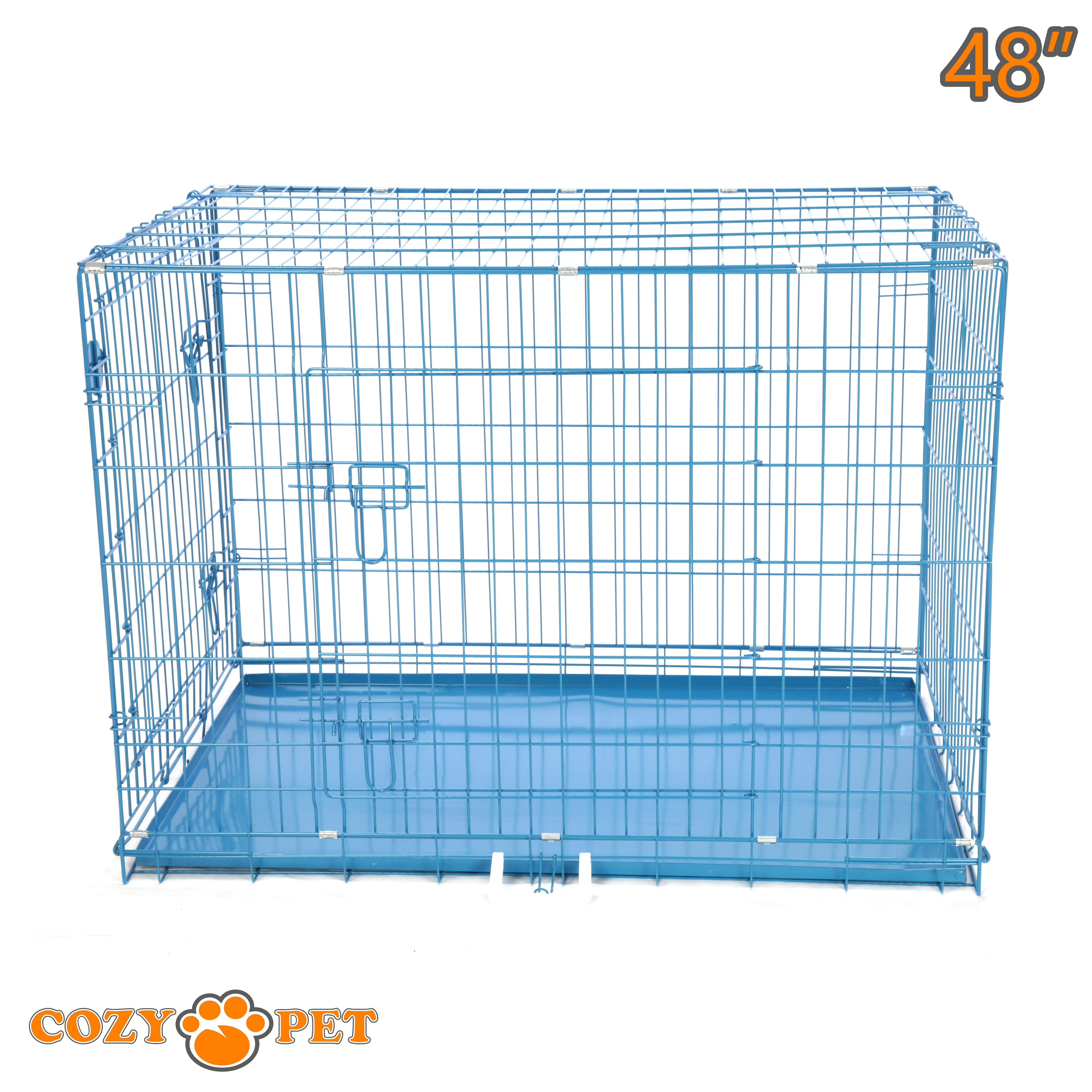 48" Dog Cage in Blue by Cozy Pet with Metal Tray - DC48BL