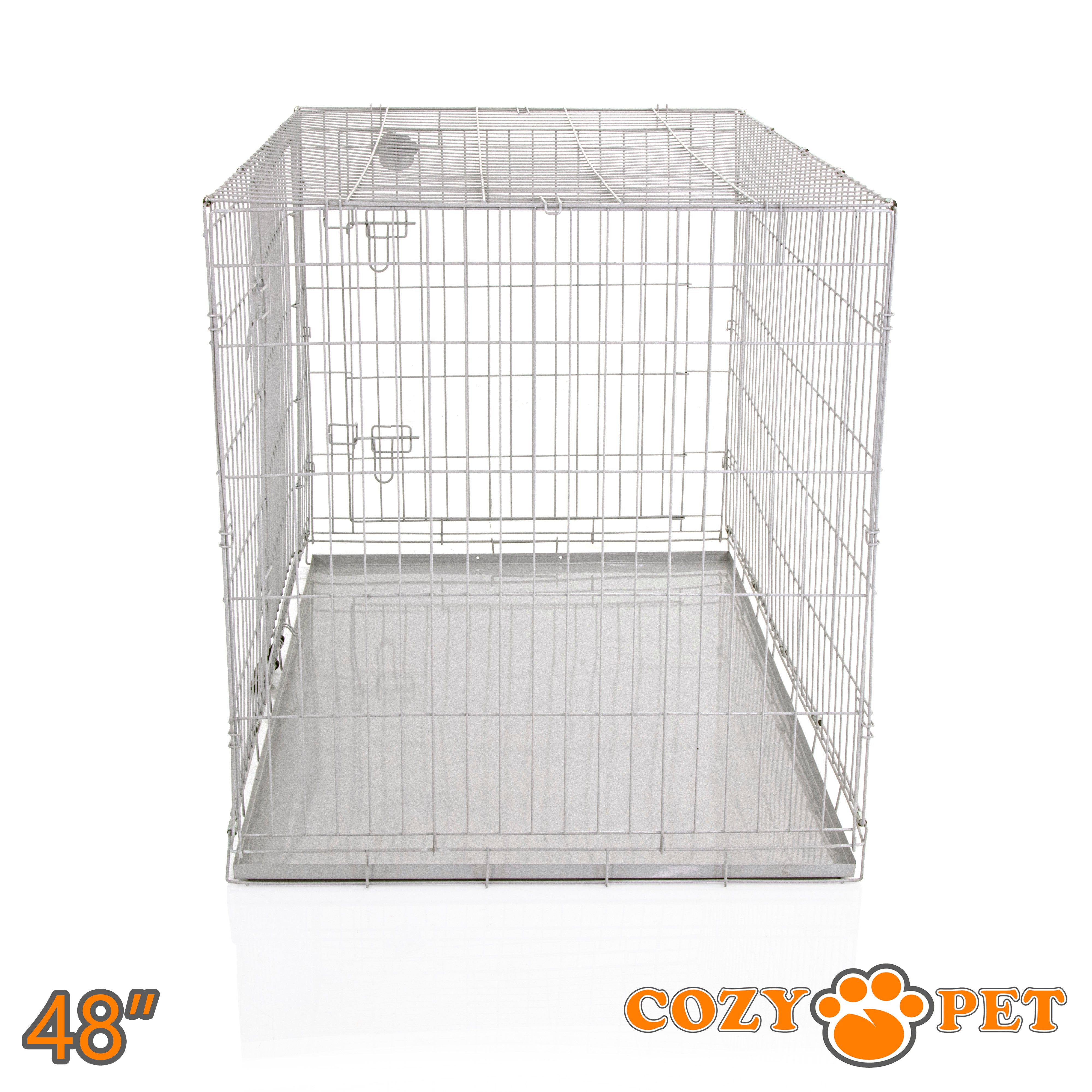 48" Dog Cage in Light Grey by Cozy Pet with Metal Tray - DC48G