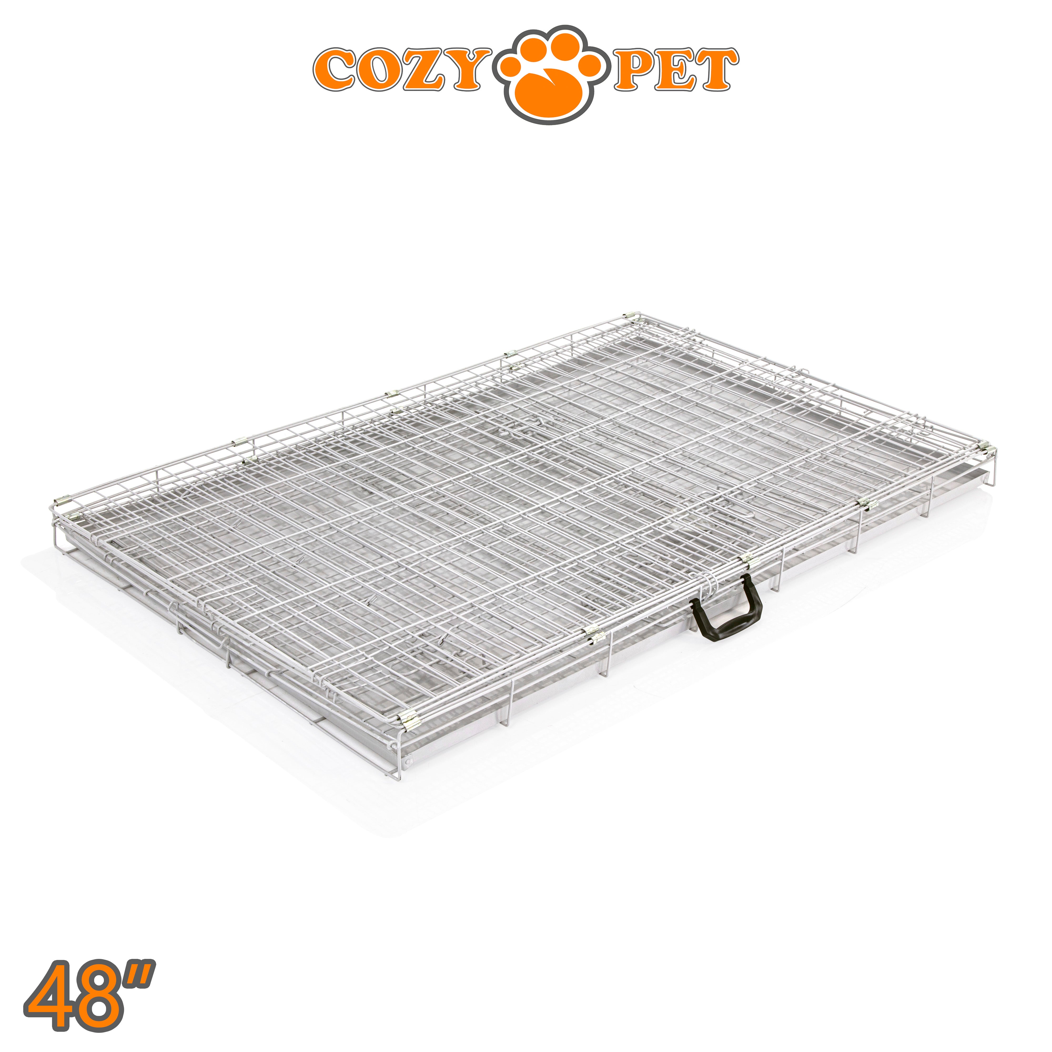 48" Dog Cage in Light Grey by Cozy Pet with Metal Tray - DC48G