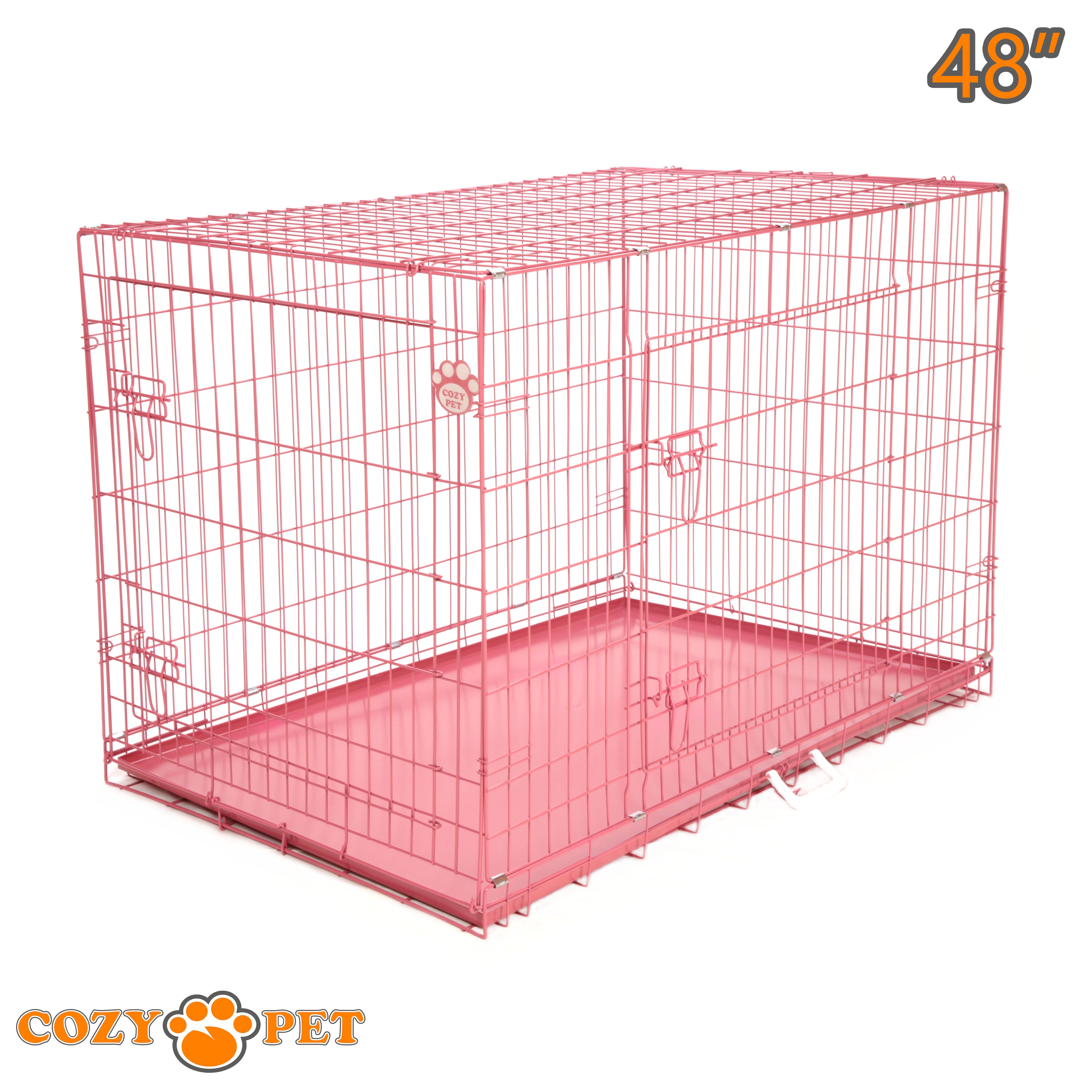 48" Dog Cage in Pink by Cozy Pet with Metal Tray - DC48P