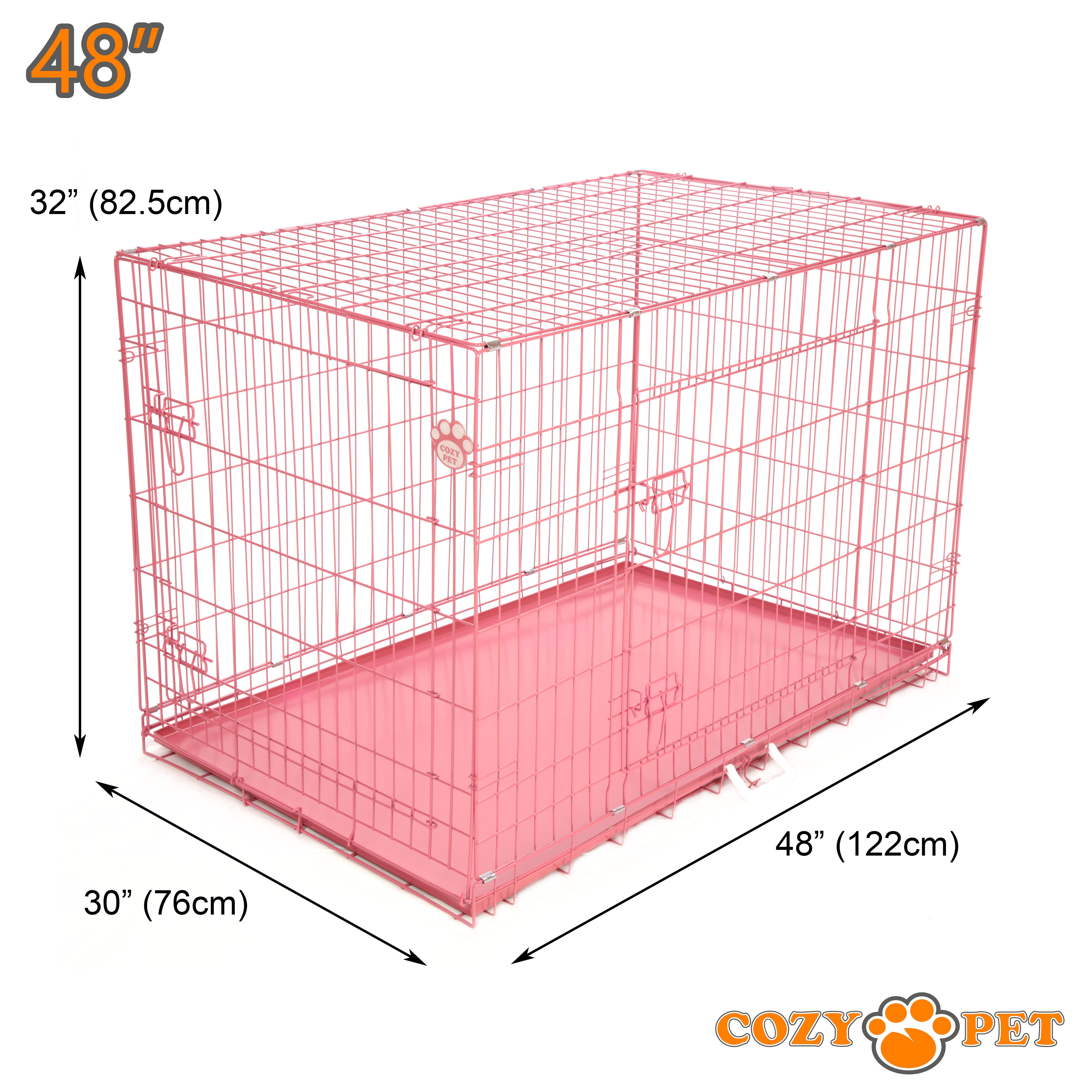 48" Dog Cage in Pink by Cozy Pet with Metal Tray - DC48P