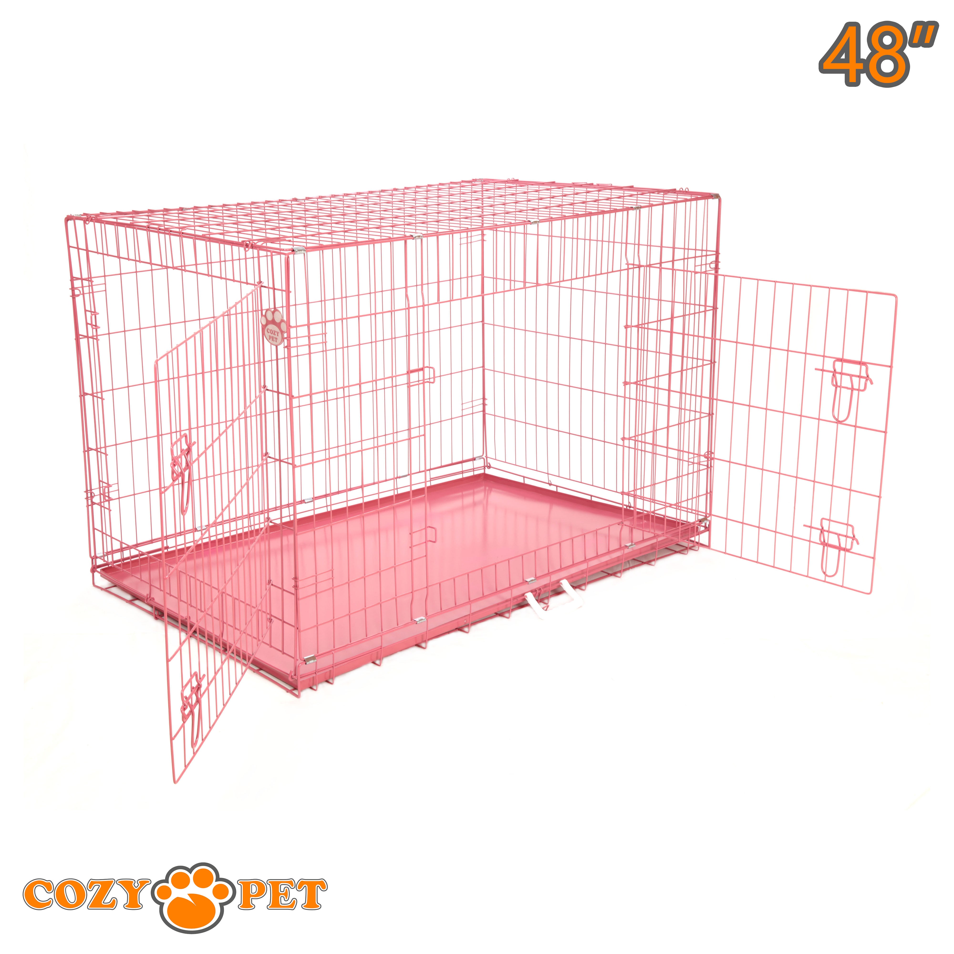 48" Dog Cage in Pink by Cozy Pet with Metal Tray - DC48P