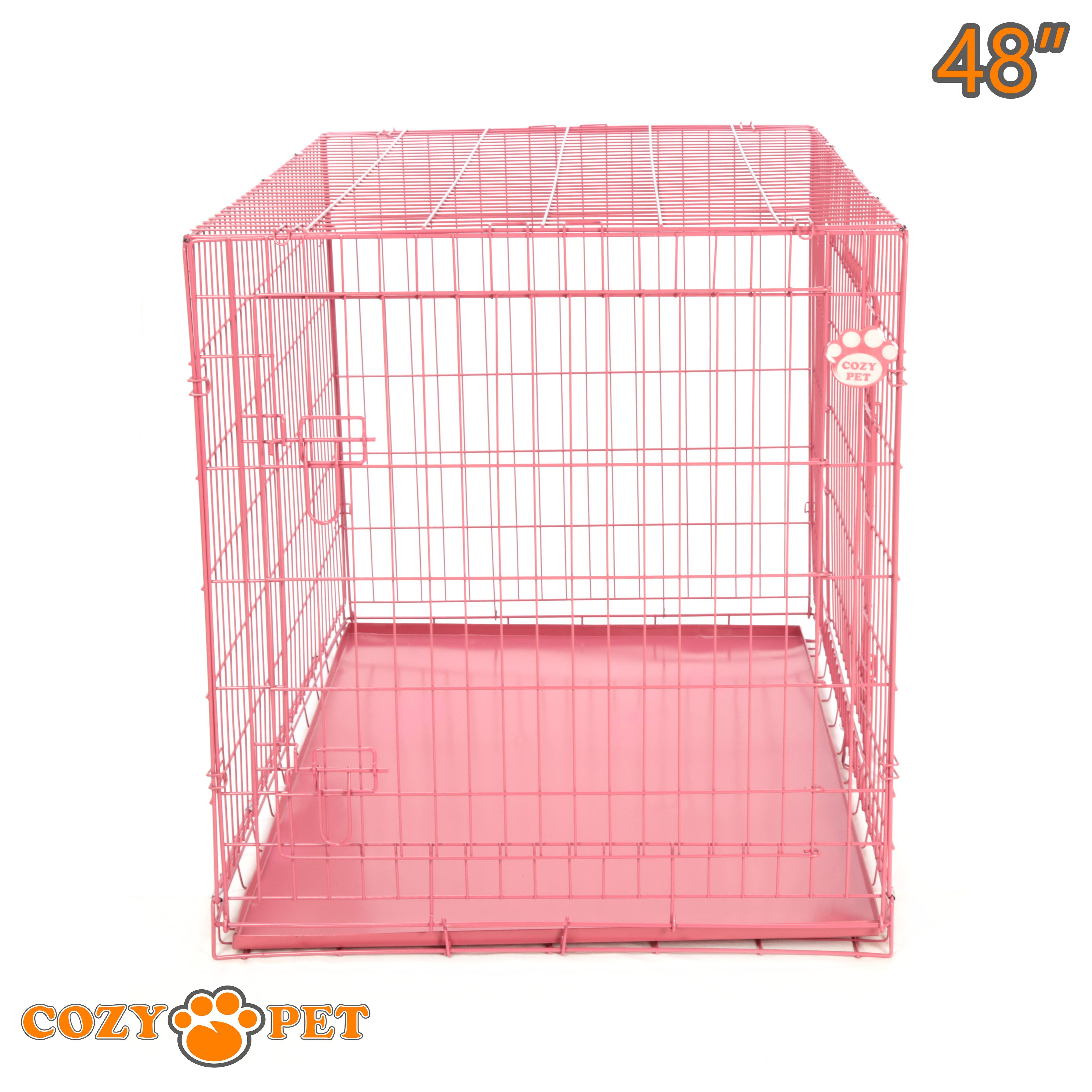 48" Dog Cage in Pink by Cozy Pet with Metal Tray - DC48P