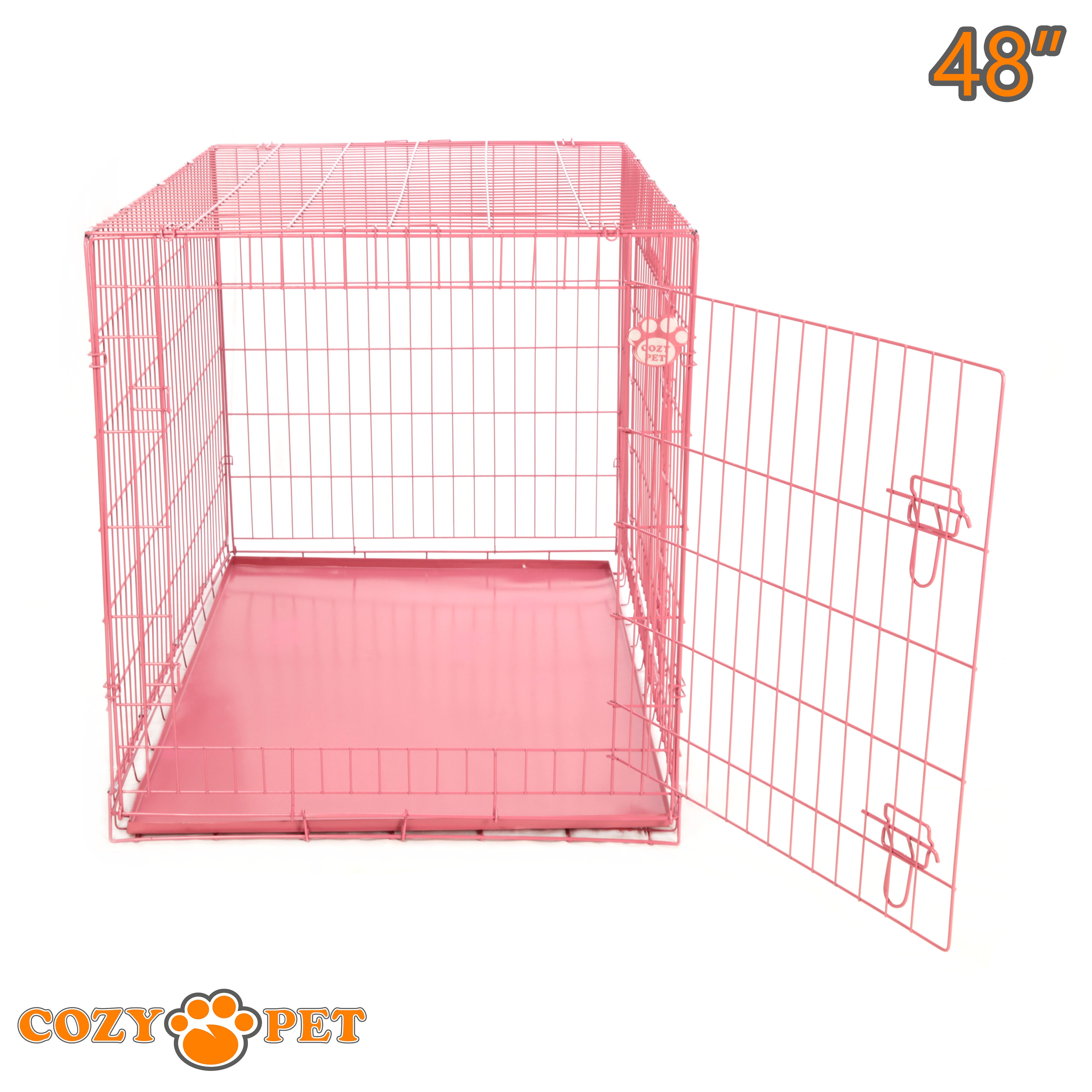 48" Dog Cage in Pink by Cozy Pet with Metal Tray - DC48P