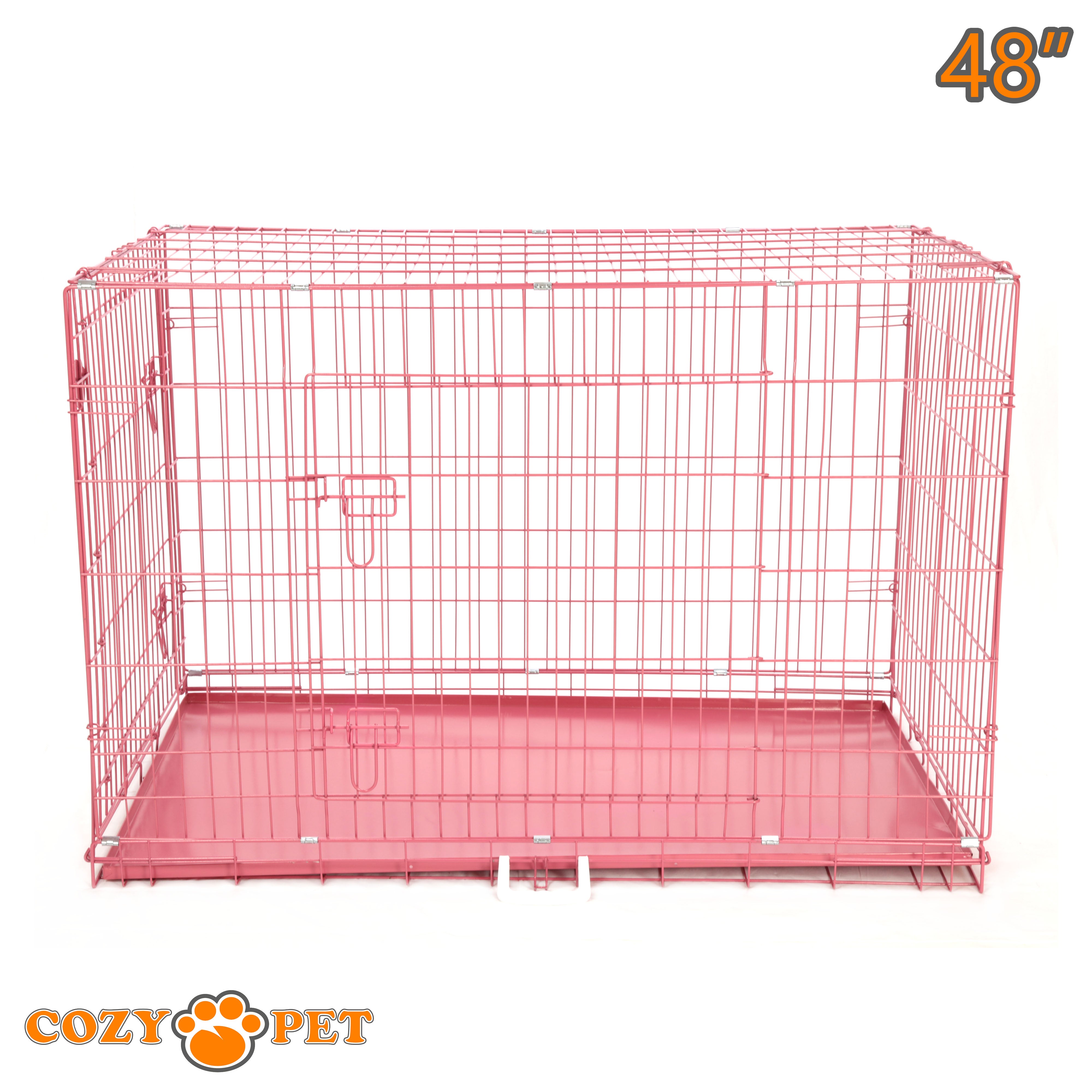 48" Dog Cage in Pink by Cozy Pet with Metal Tray - DC48P