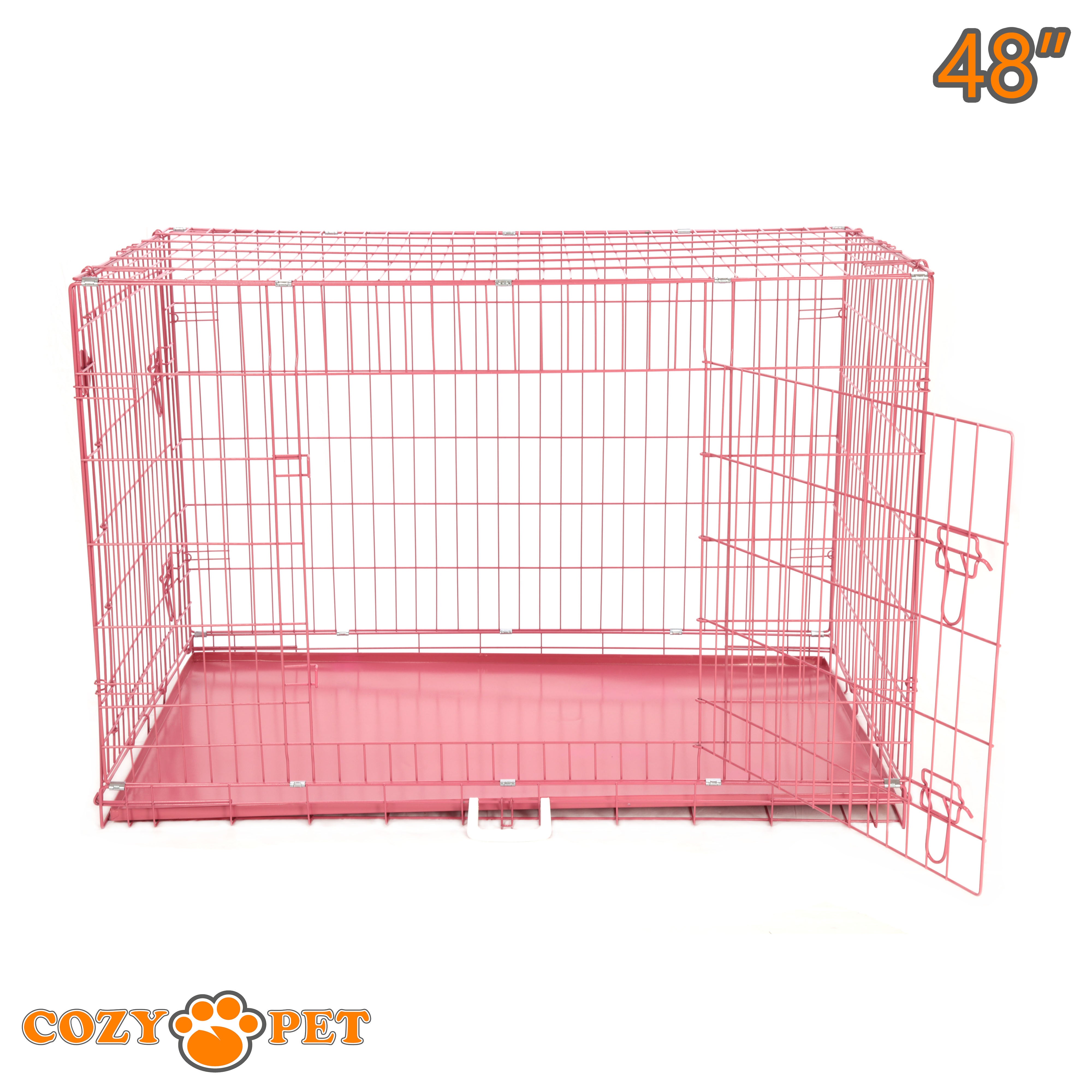 48" Dog Cage in Pink by Cozy Pet with Metal Tray - DC48P