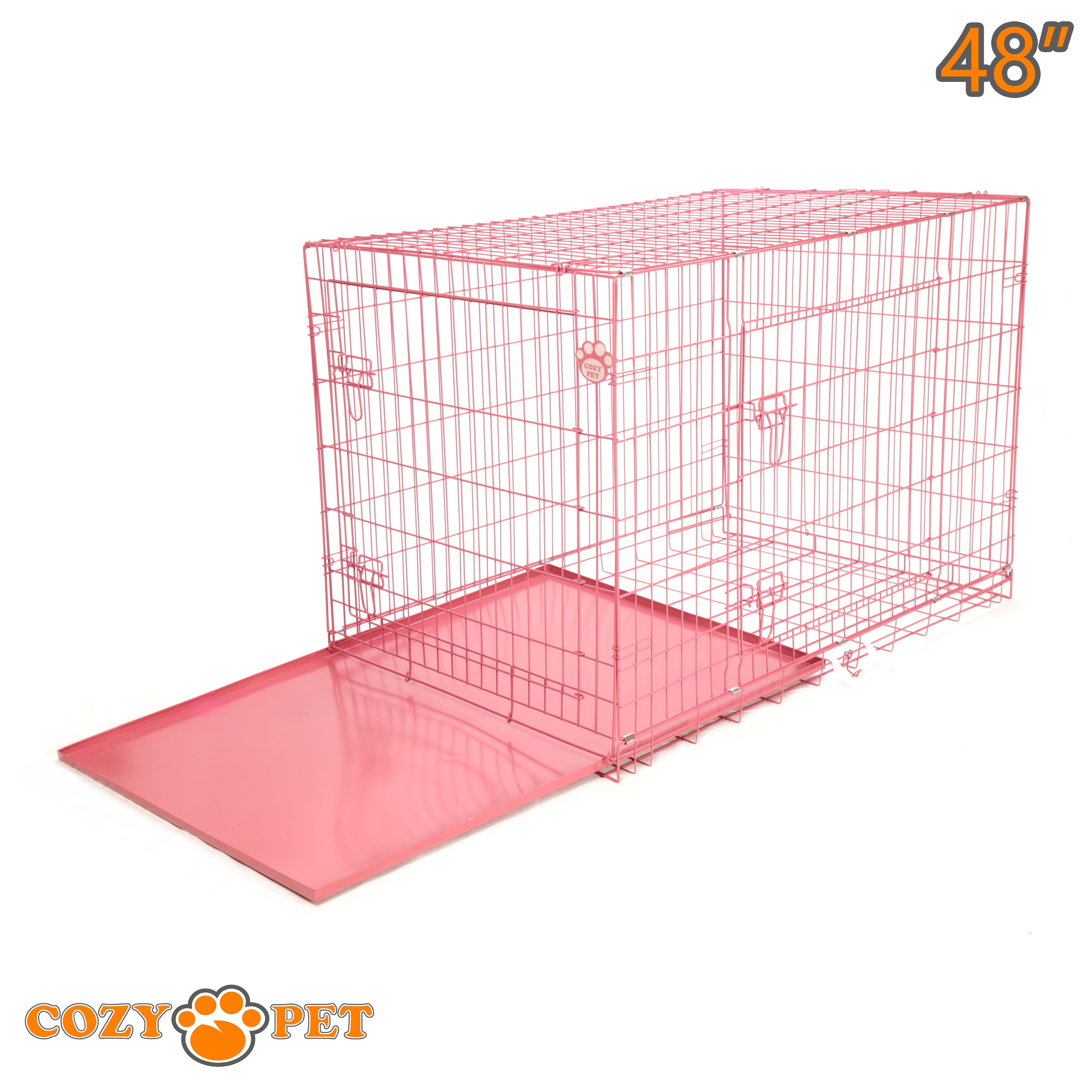 48" Dog Cage in Pink by Cozy Pet with Metal Tray - DC48P