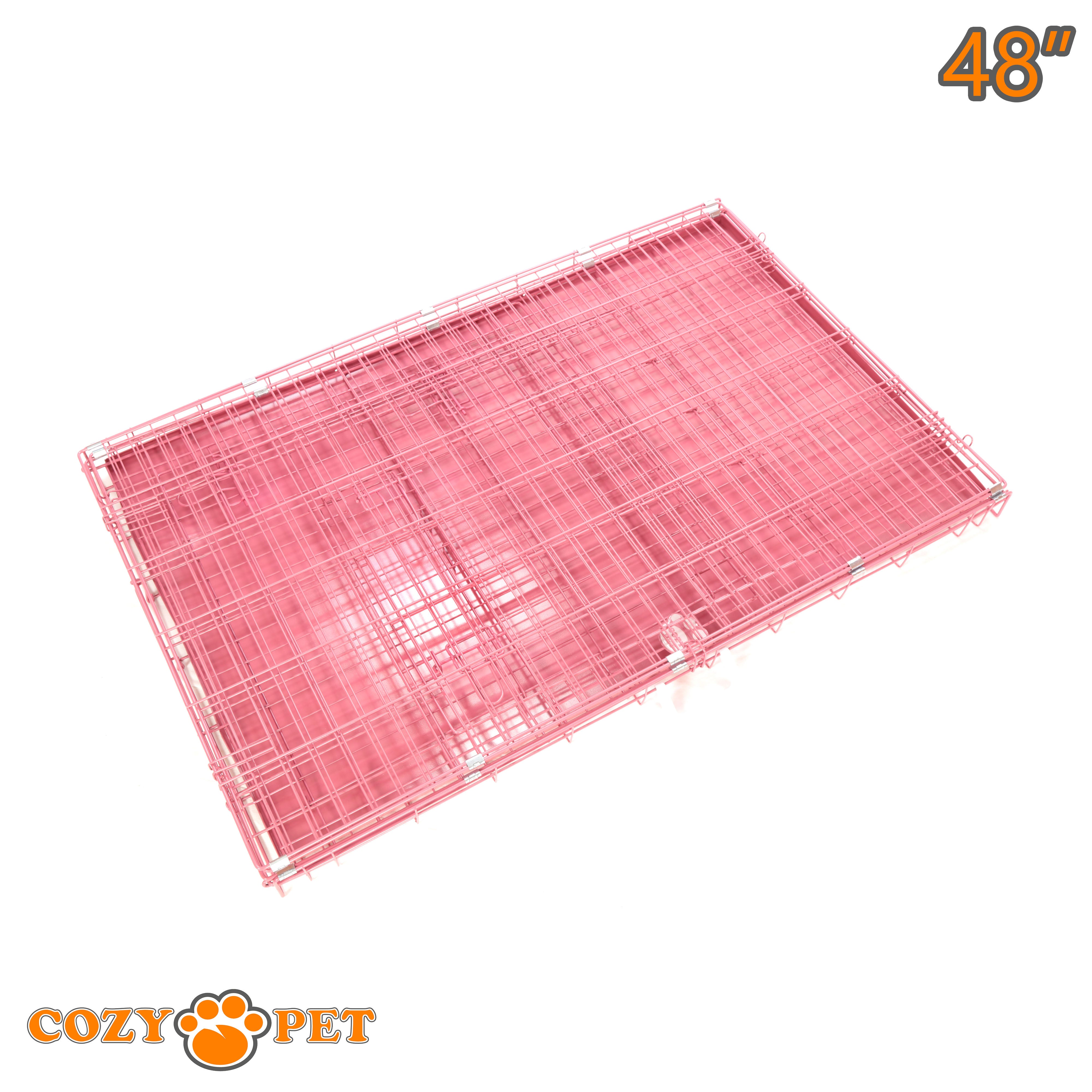 48" Dog Cage in Pink by Cozy Pet with Metal Tray - DC48P