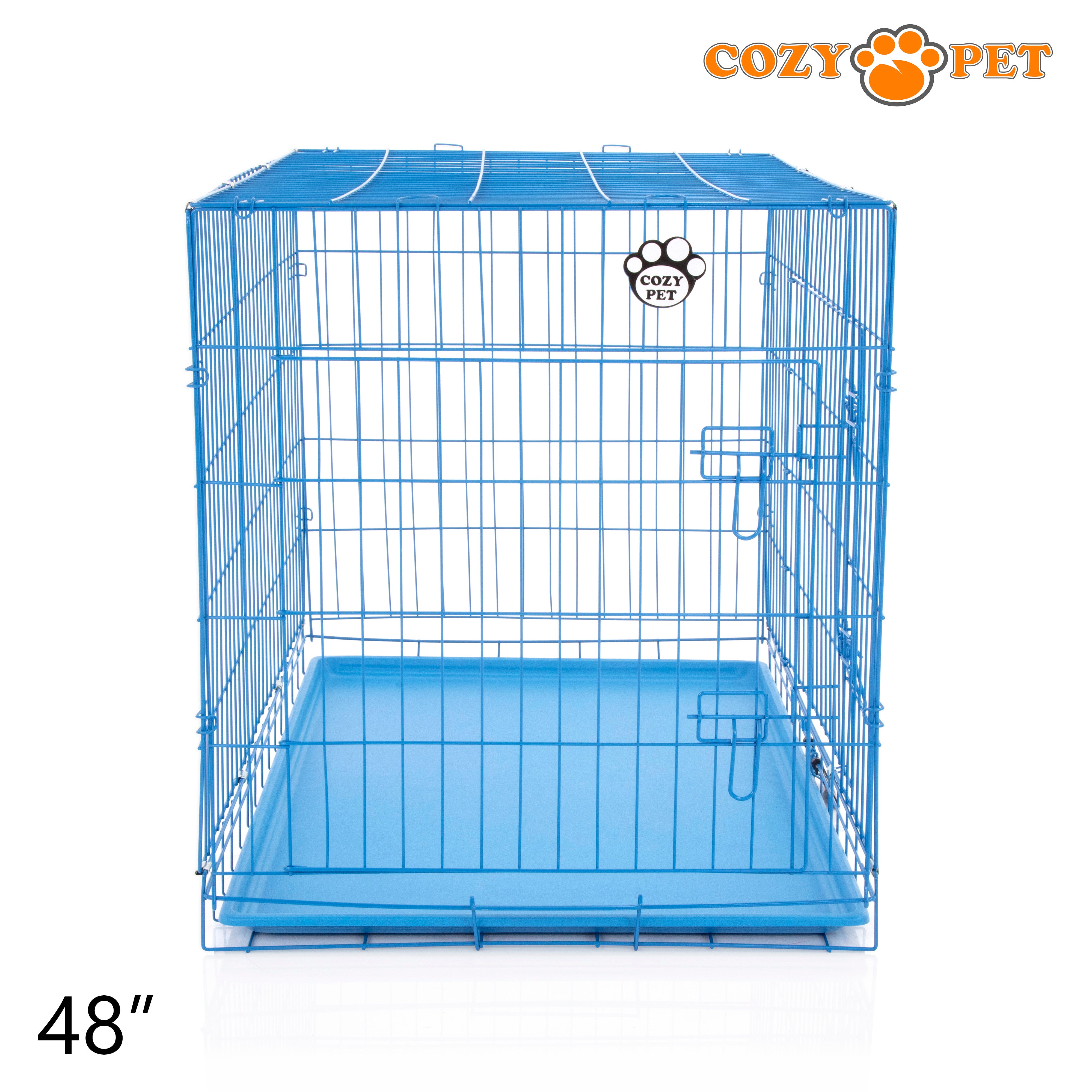 48" Cozy Pet Dog Cage in Blue with ABS Tray - DCP48BL