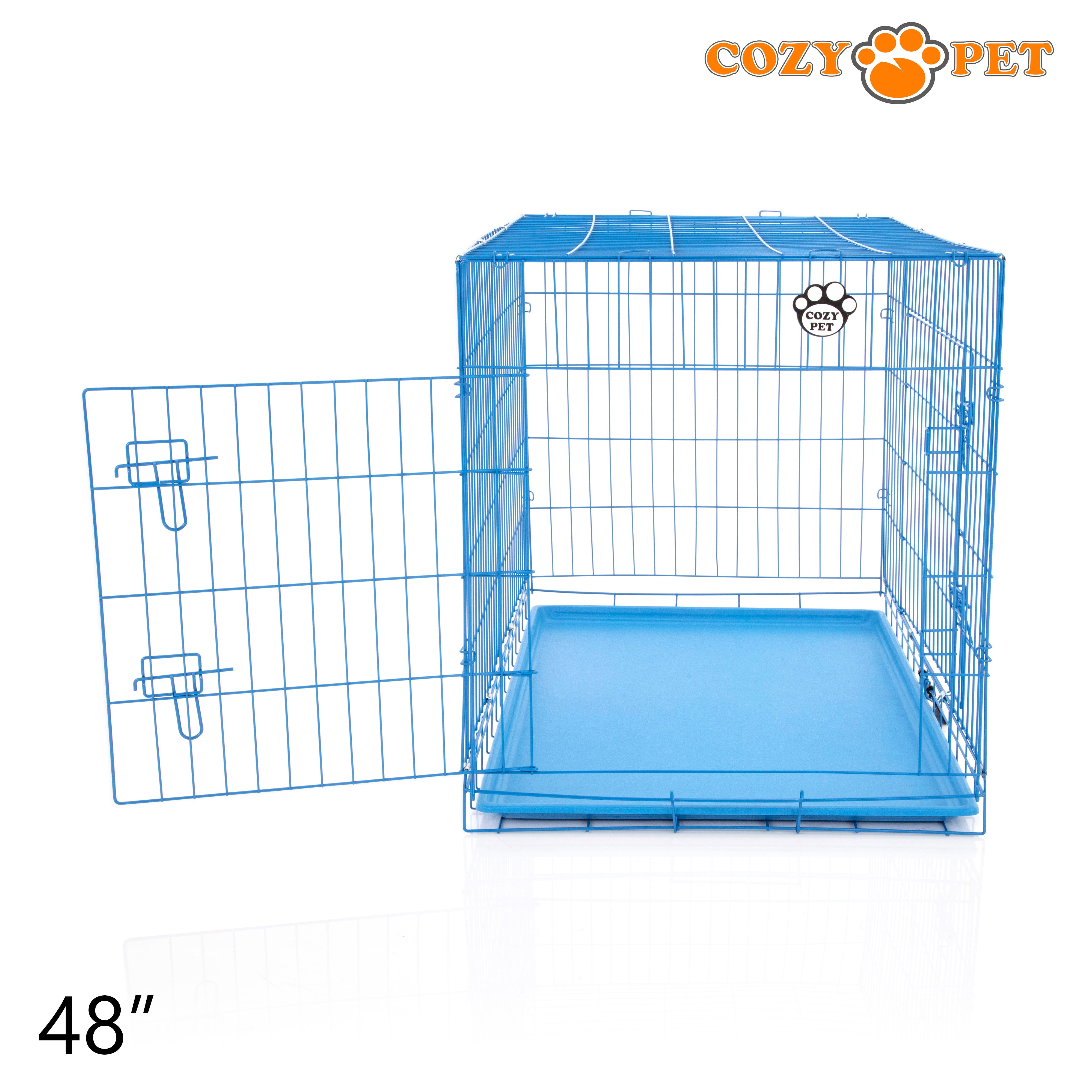 48" Cozy Pet Dog Cage in Blue with ABS Tray - DCP48BL