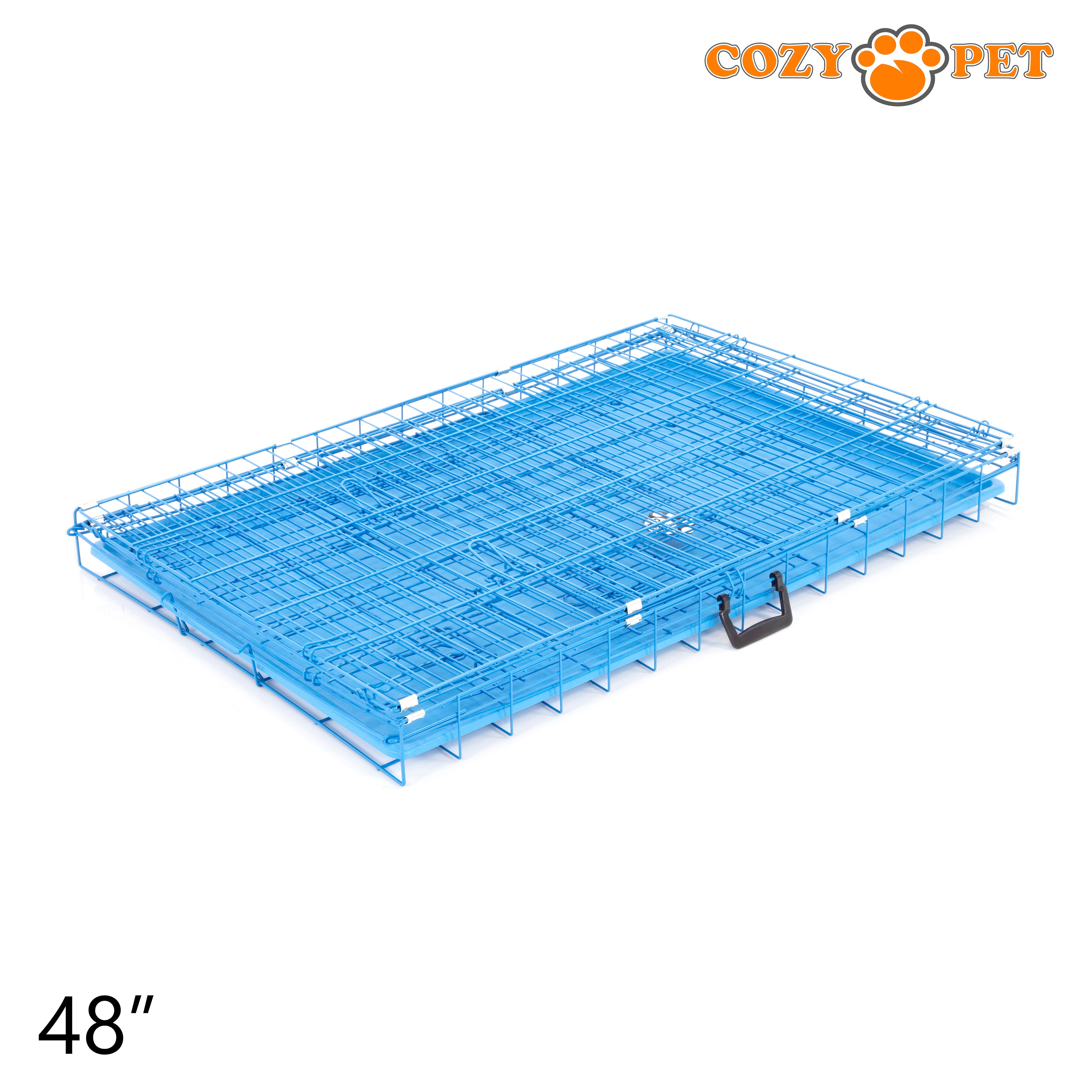 48" Cozy Pet Dog Cage in Blue with ABS Tray - DCP48BL