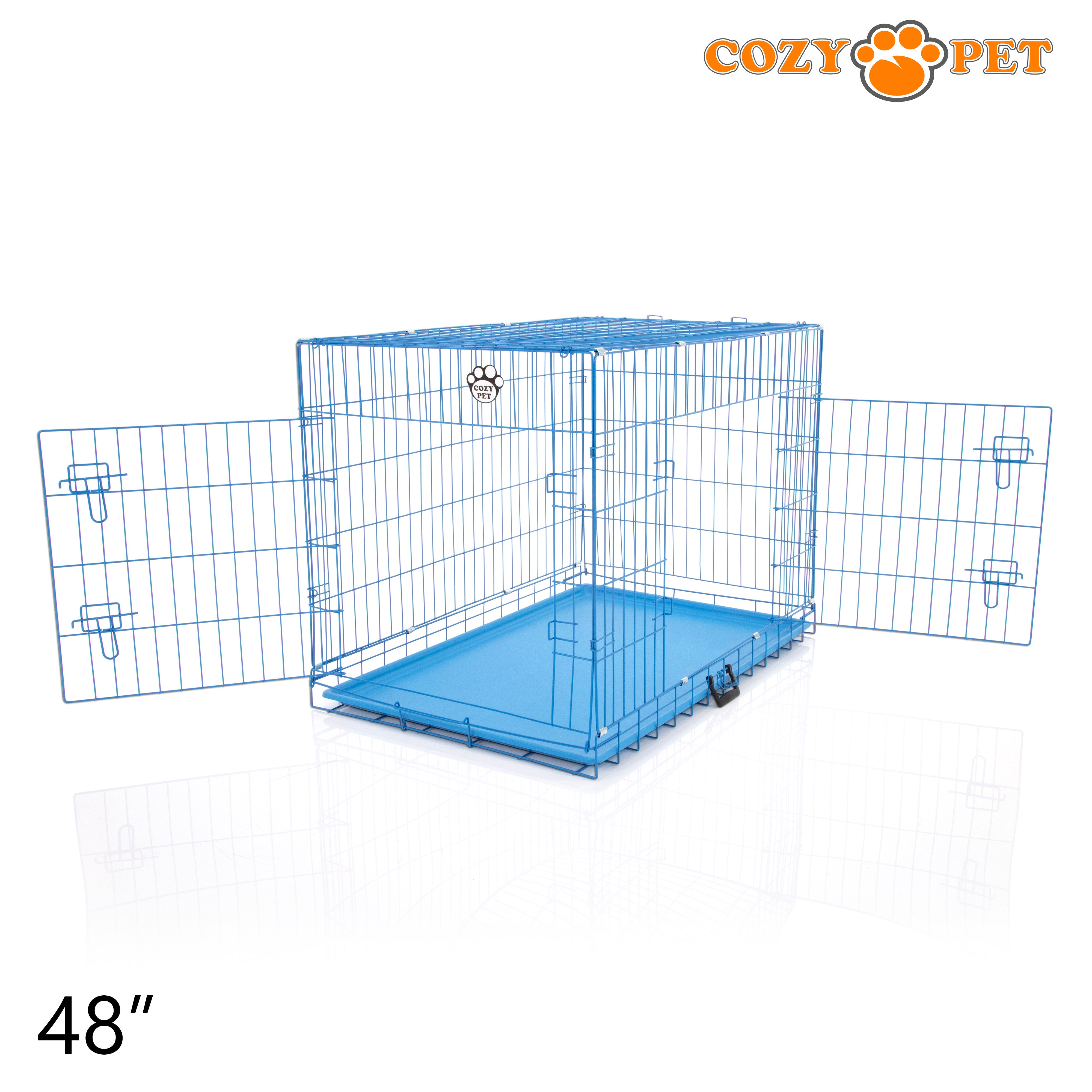 48" Cozy Pet Dog Cage in Blue with ABS Tray - DCP48BL