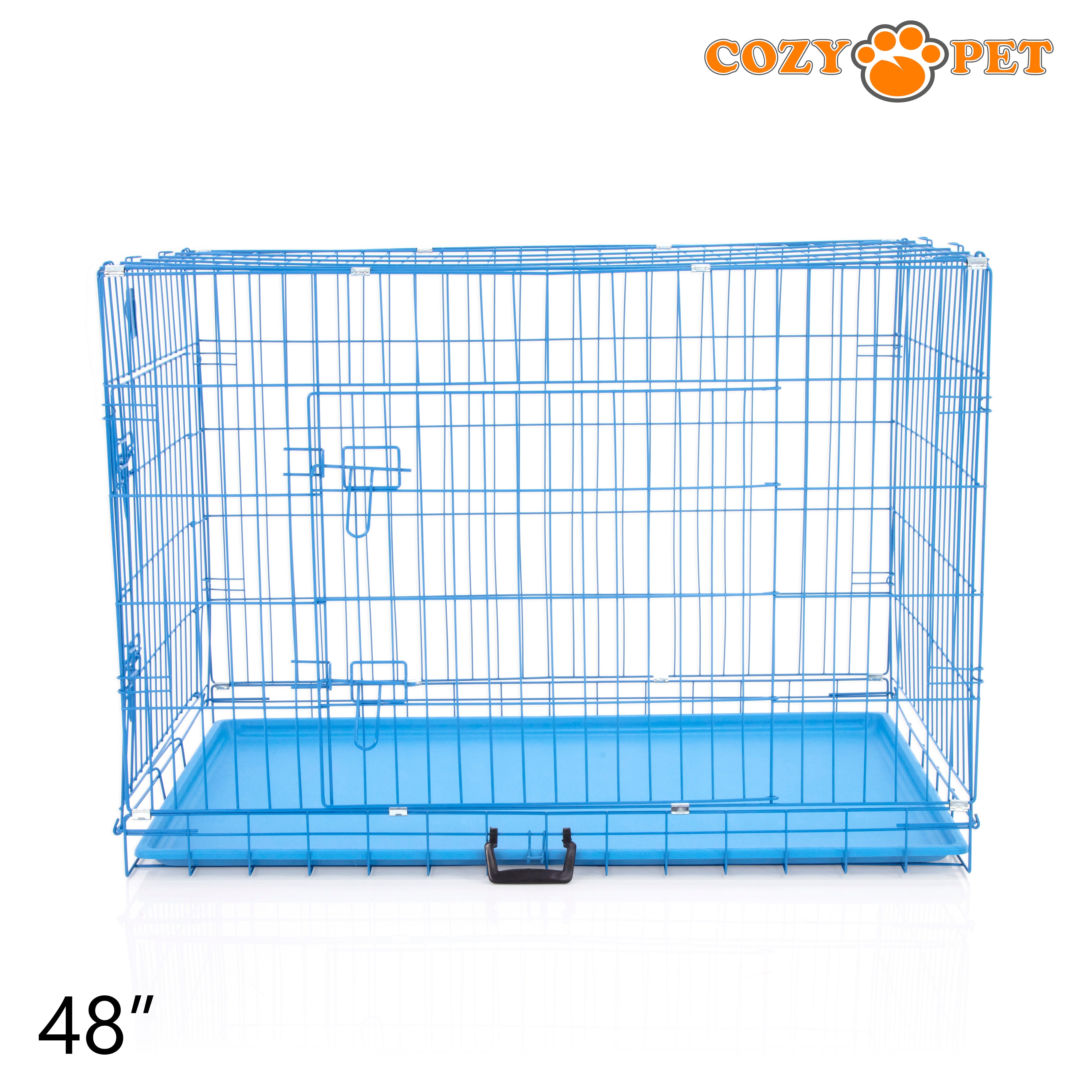 48" Cozy Pet Dog Cage in Blue with ABS Tray - DCP48BL