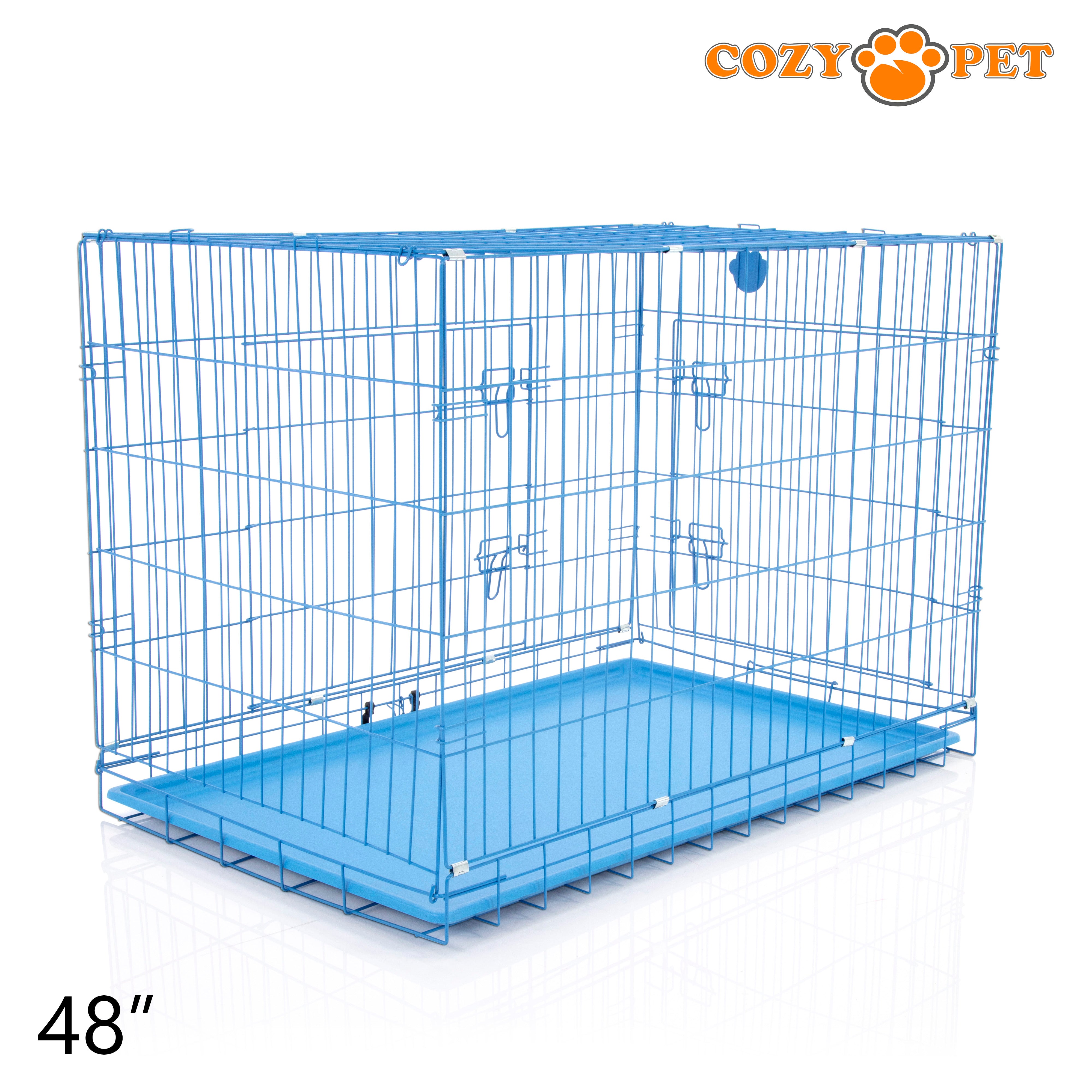 48" Cozy Pet Dog Cage in Blue with ABS Tray - DCP48BL