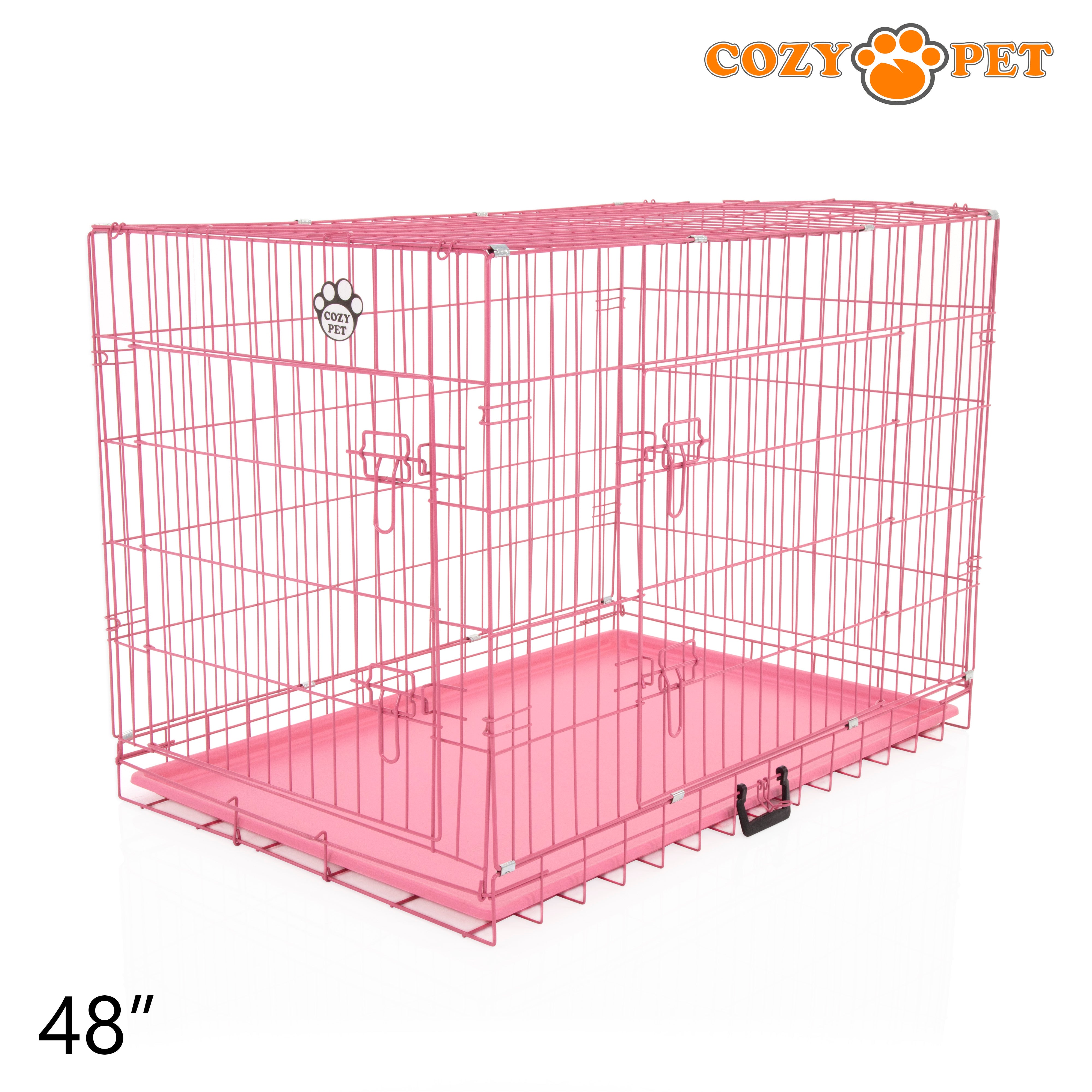 48" Cozy Pet Dog Cage in Pink with ABS Tray - DCP48P