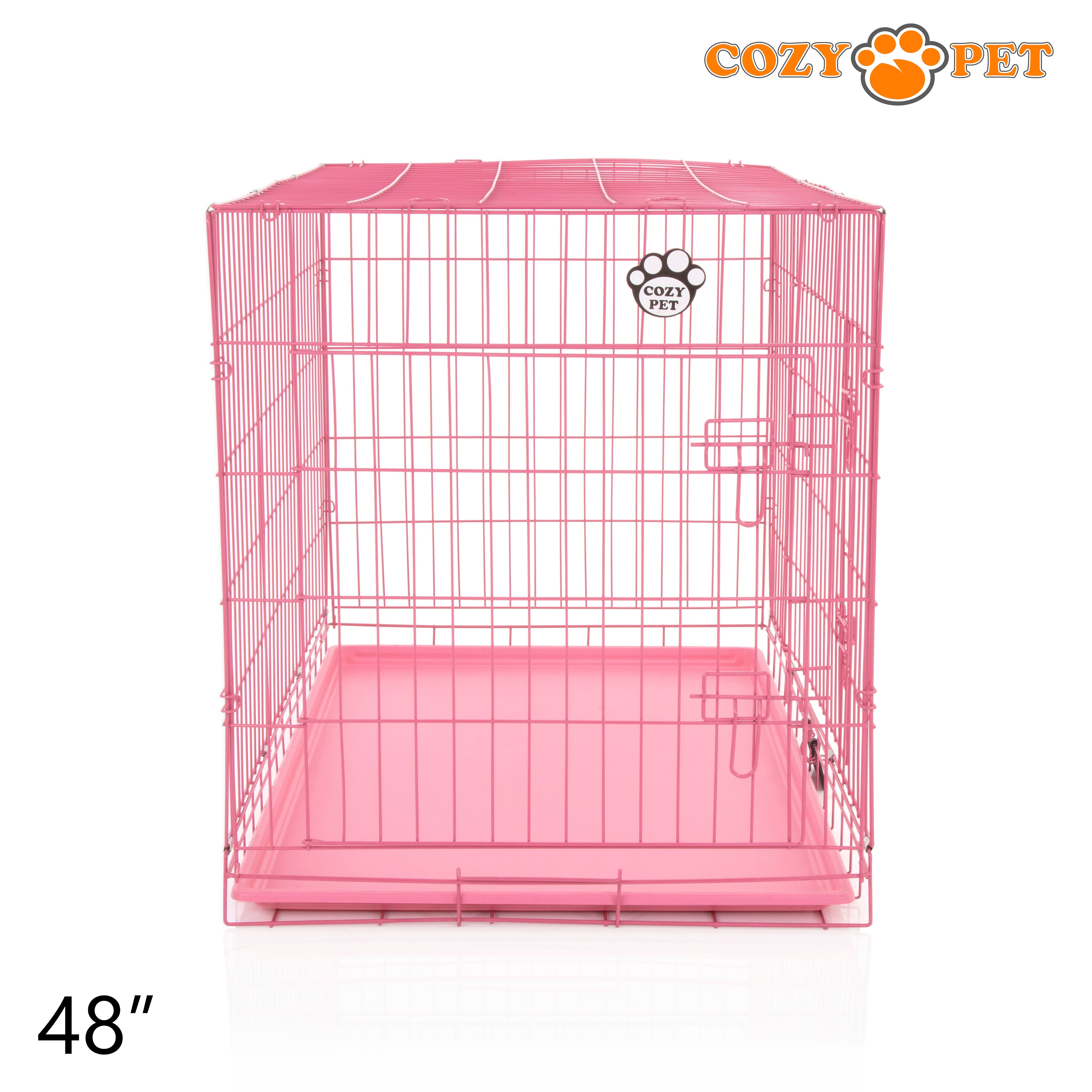 48" Cozy Pet Dog Cage in Pink with ABS Tray - DCP48P