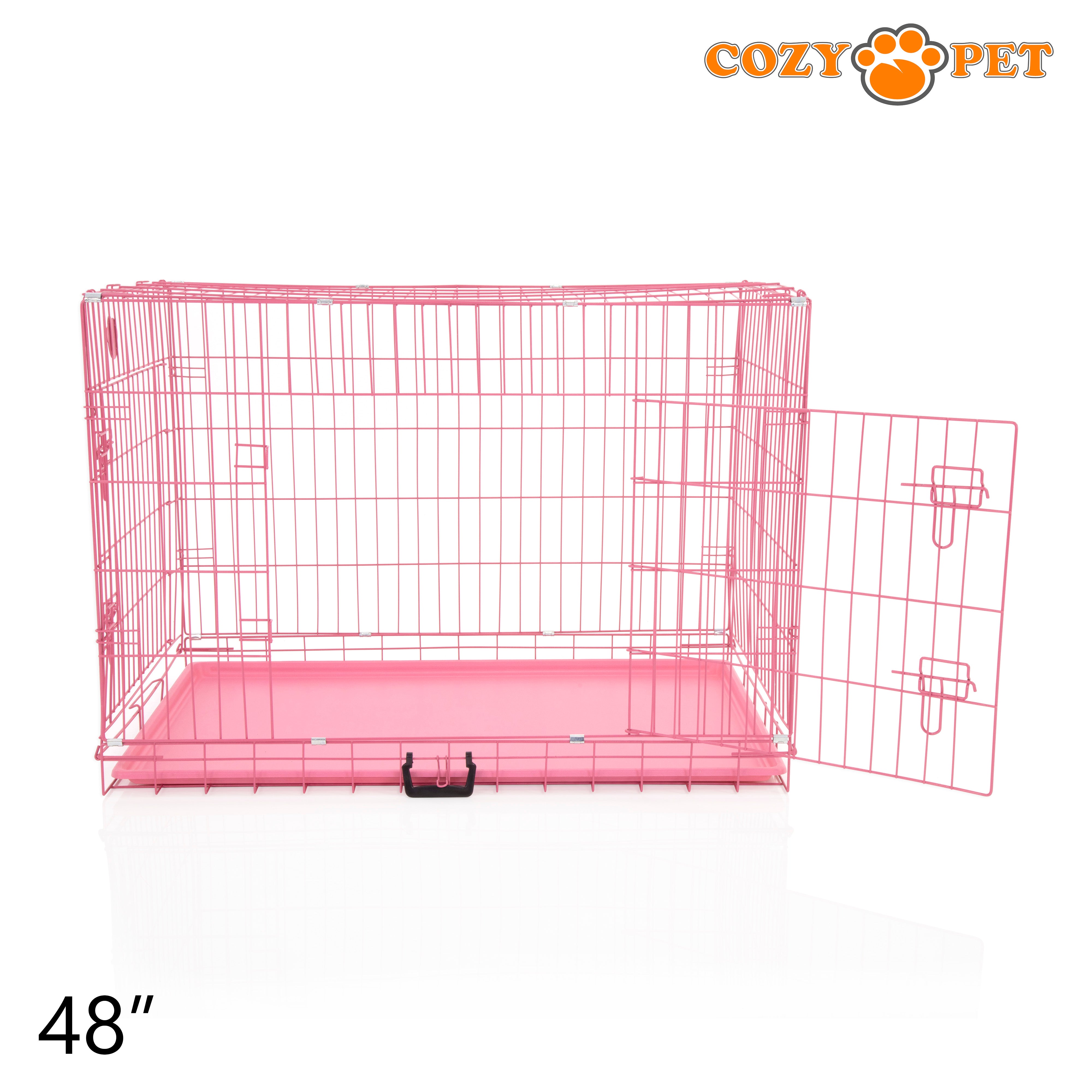 48" Cozy Pet Dog Cage in Pink with ABS Tray - DCP48P