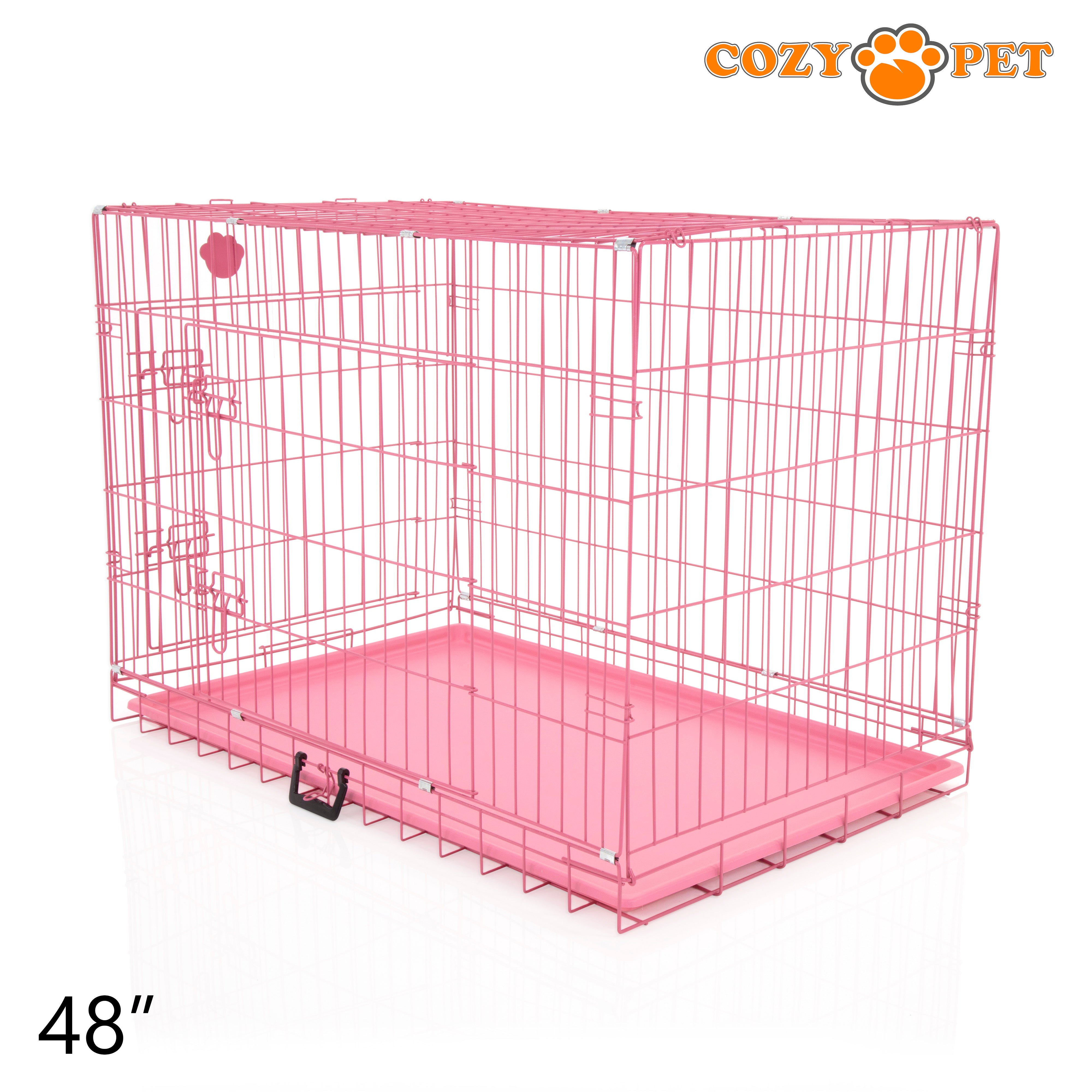 48" Cozy Pet Dog Cage in Pink with ABS Tray - DCP48P