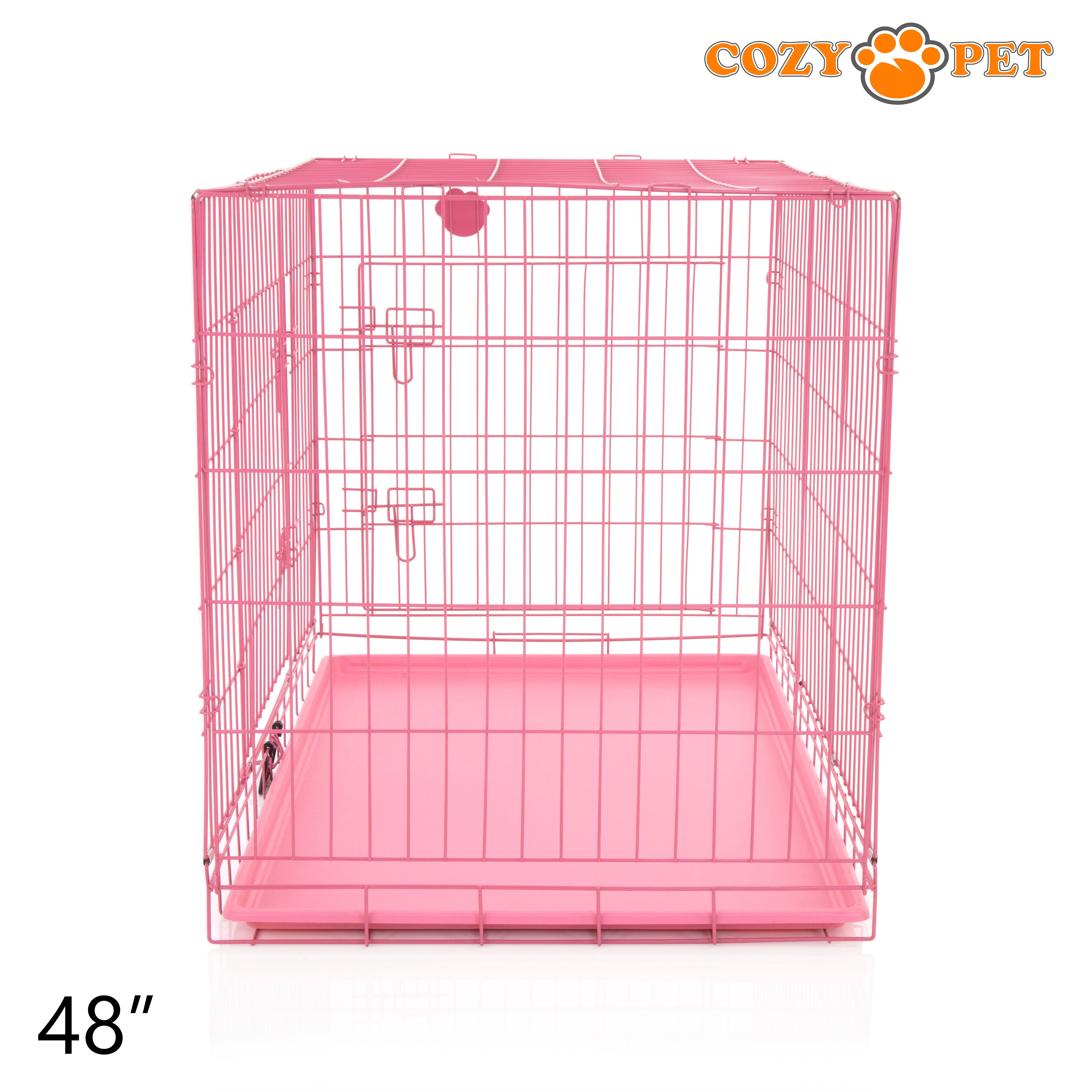 48" Cozy Pet Dog Cage in Pink with ABS Tray - DCP48P