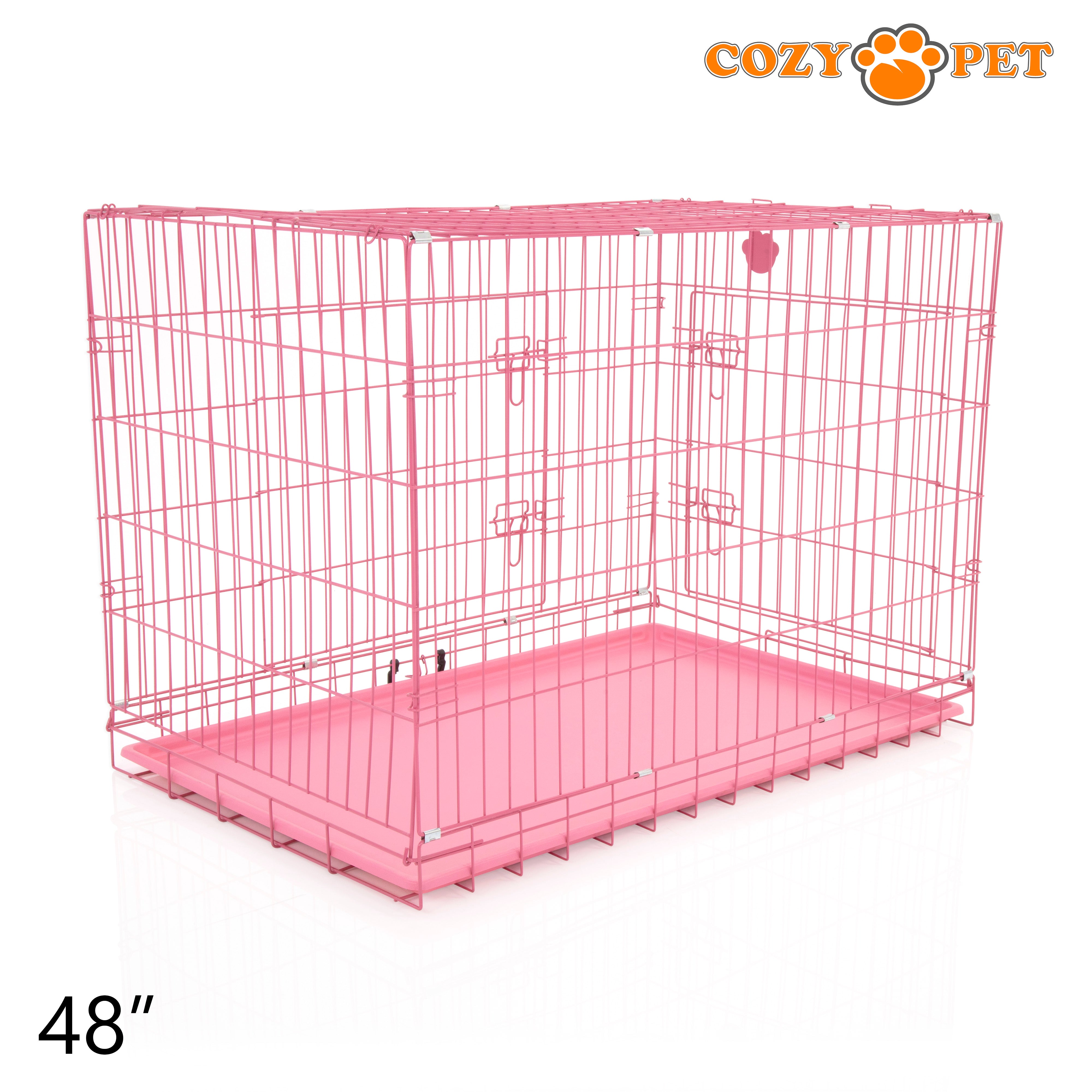 48" Cozy Pet Dog Cage in Pink with ABS Tray - DCP48P