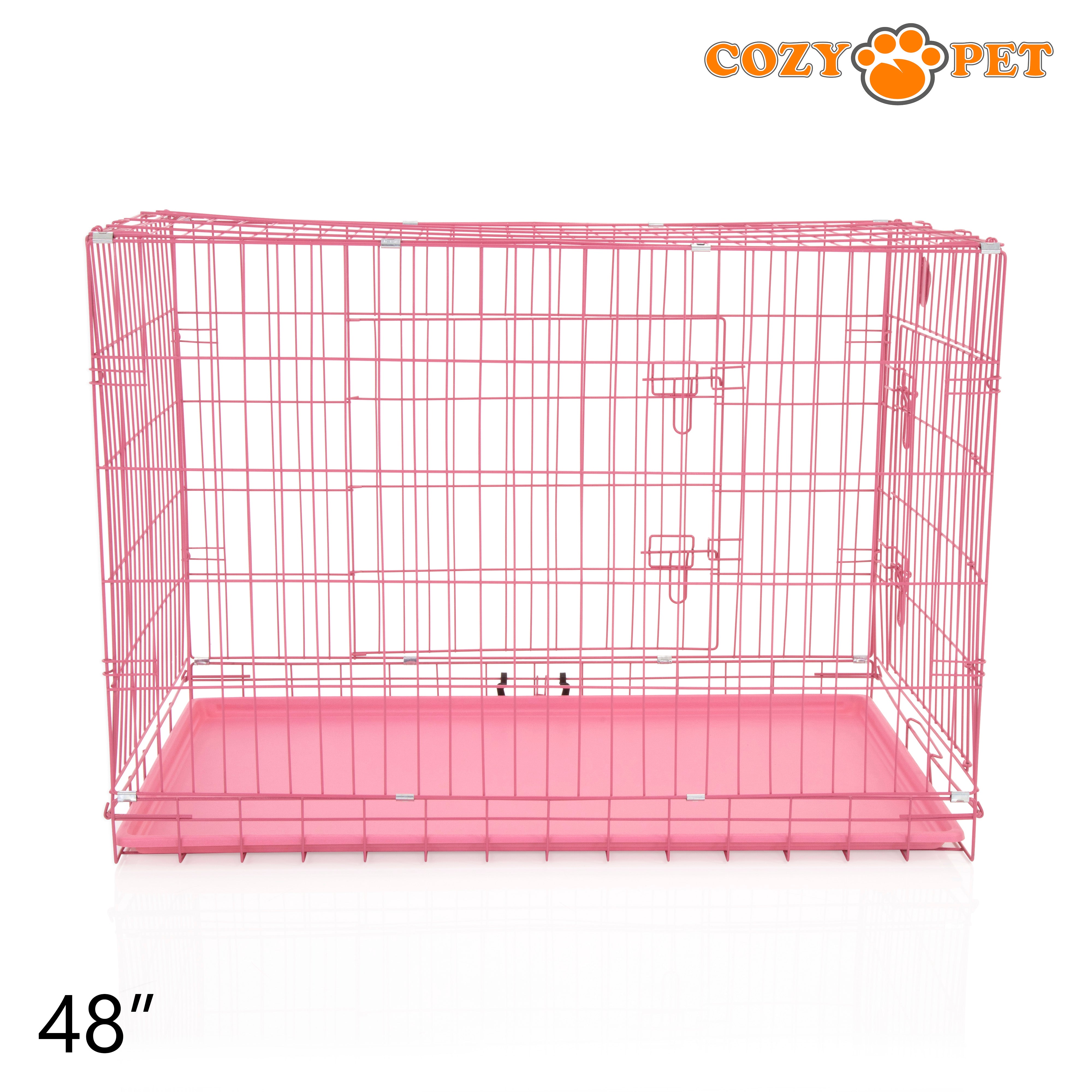 48" Cozy Pet Dog Cage in Pink with ABS Tray - DCP48P