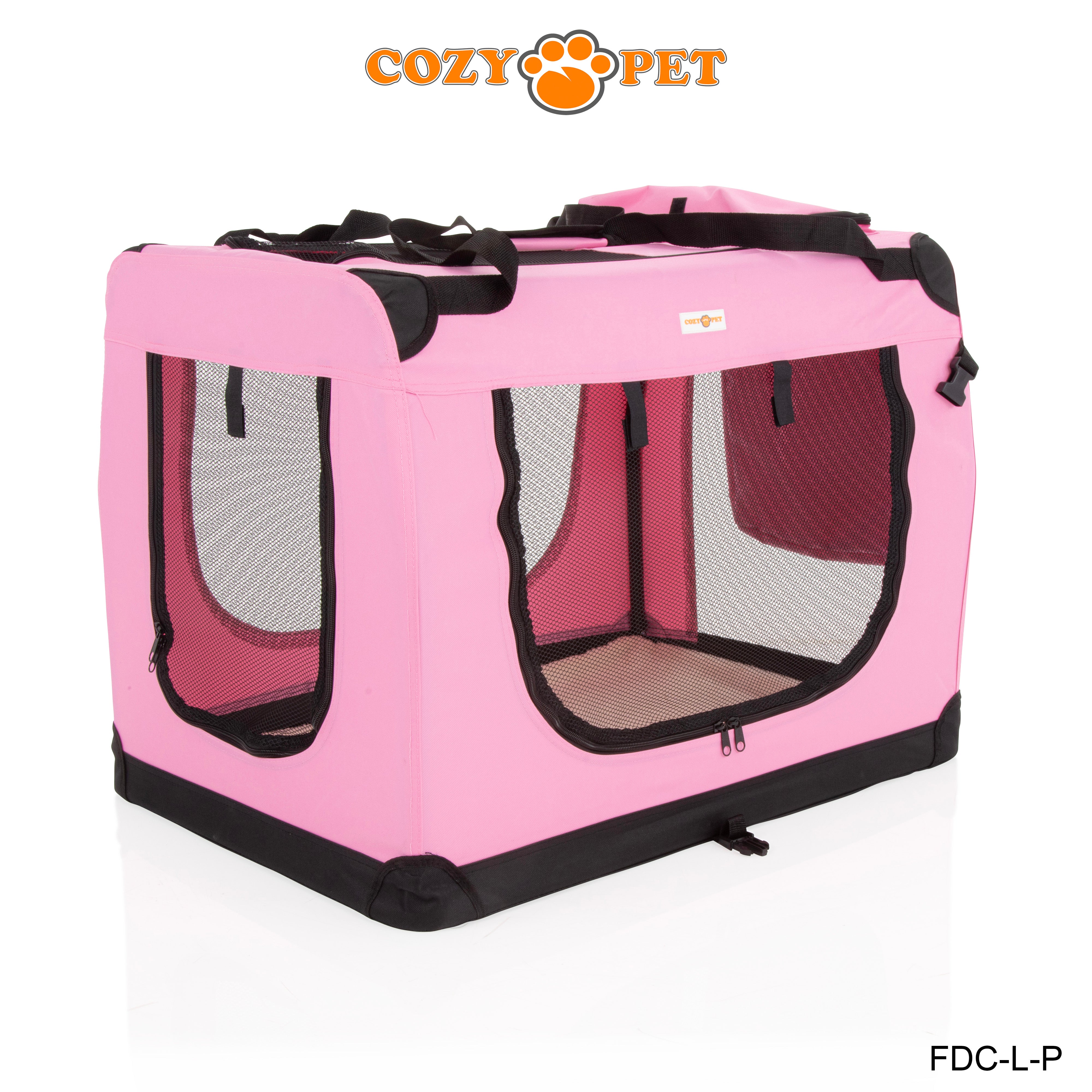 Fabric Dog Crate 82cm Pink by Cozy Pet Puppy Carrier Cat Travel Cage Rabbit Model: FDC-L-P - RET - Customer Return 30% Discount.