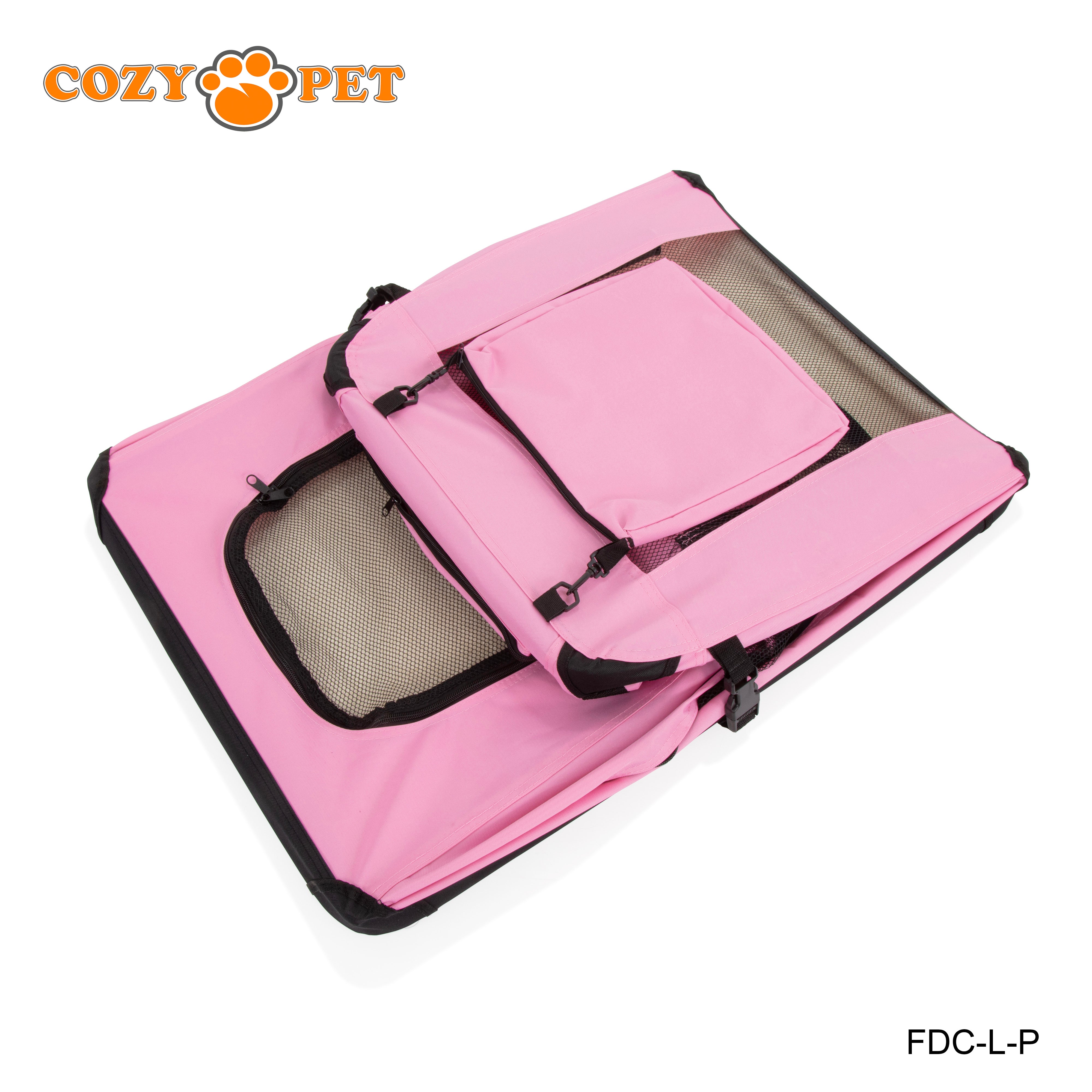 Fabric Dog Crate 82cm Pink by Cozy Pet Puppy Carrier Cat Travel Cage Rabbit Model: FDC-L-P - RET - Customer Return 30% Discount.