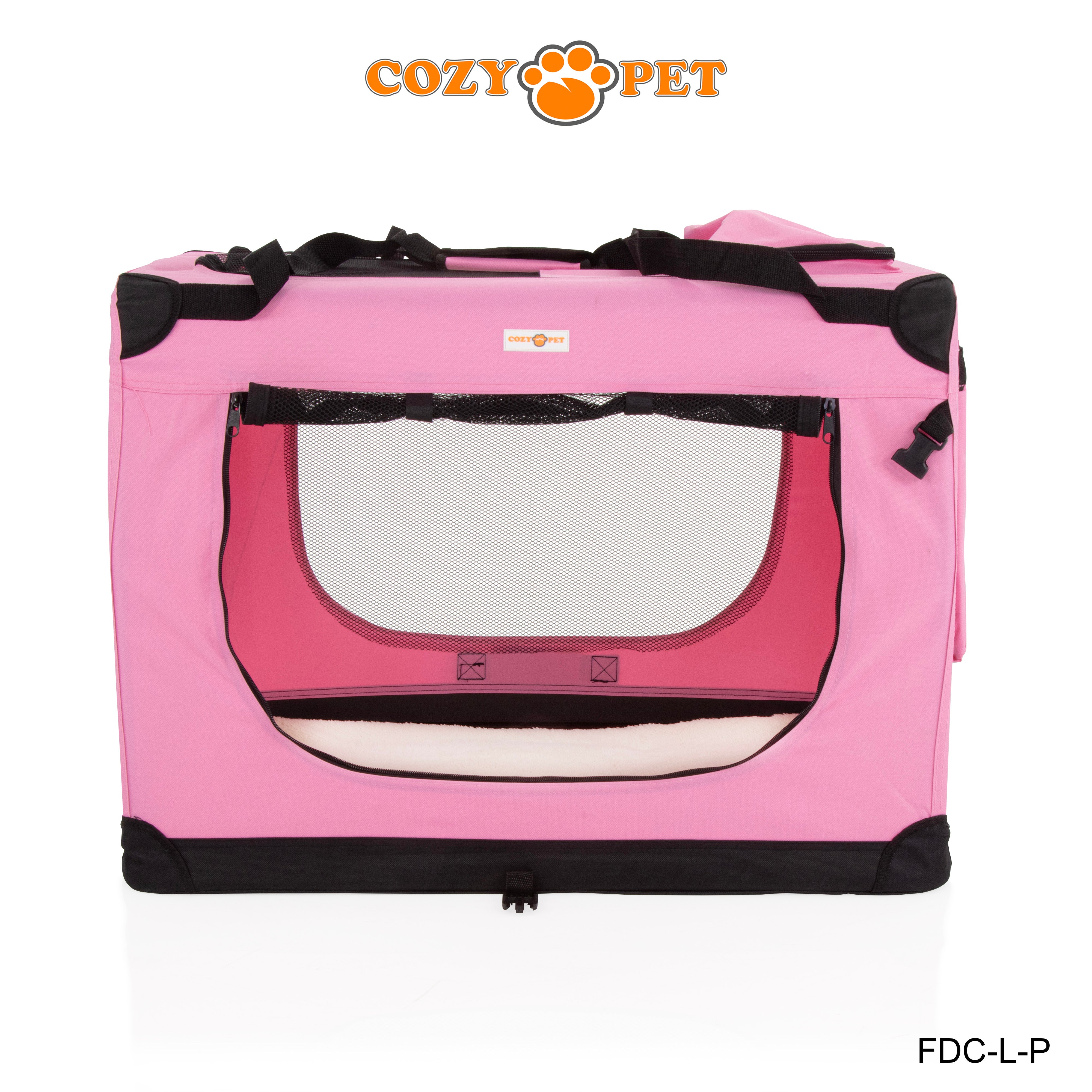 Fabric Dog Crate 82cm Pink by Cozy Pet Puppy Carrier Cat Travel Cage Rabbit Model: FDC-L-P - RET - Customer Return 30% Discount.