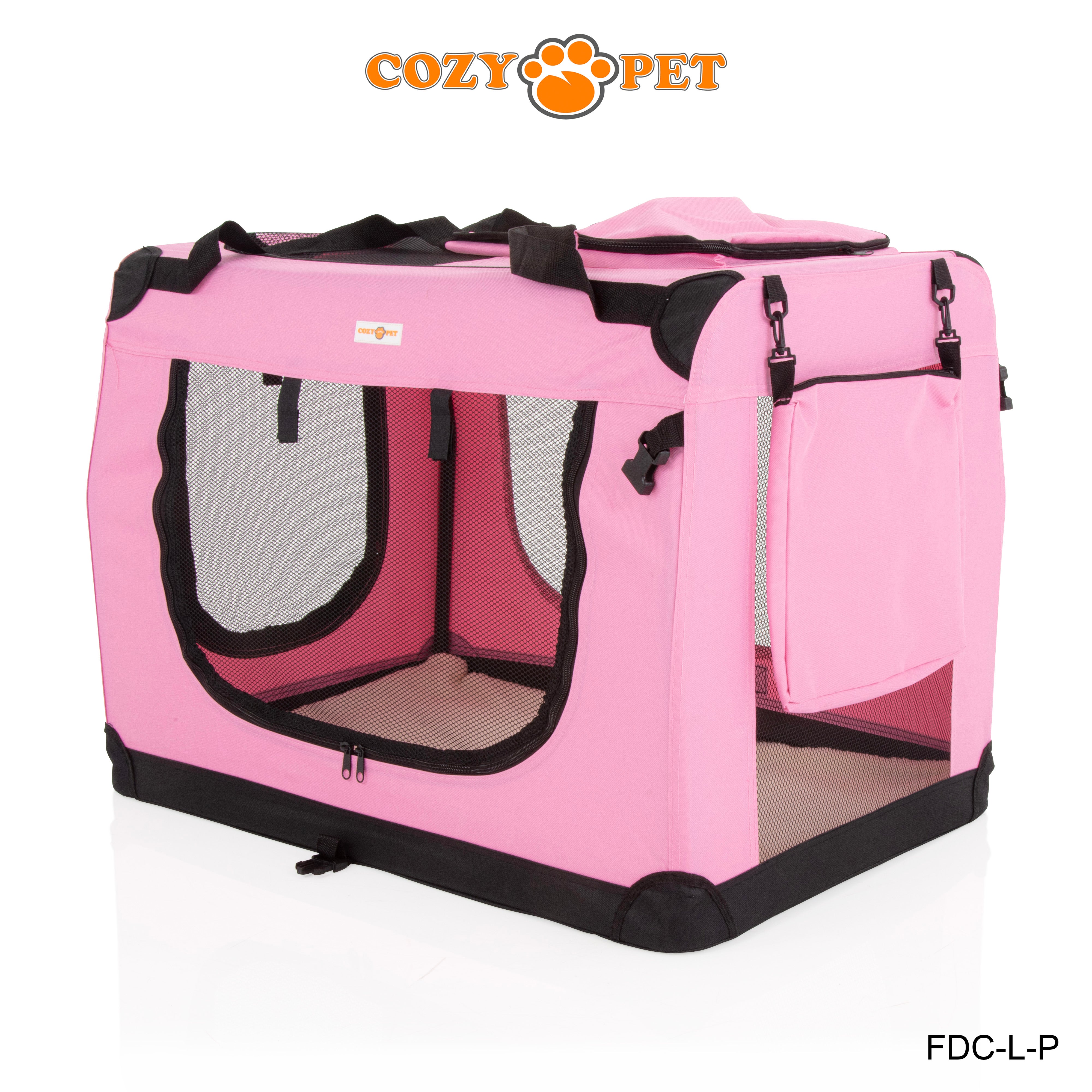 Fabric Dog Crate 82cm Pink by Cozy Pet Puppy Carrier Cat Travel Cage Rabbit Model: FDC-L-P - RET - Customer Return 30% Discount.