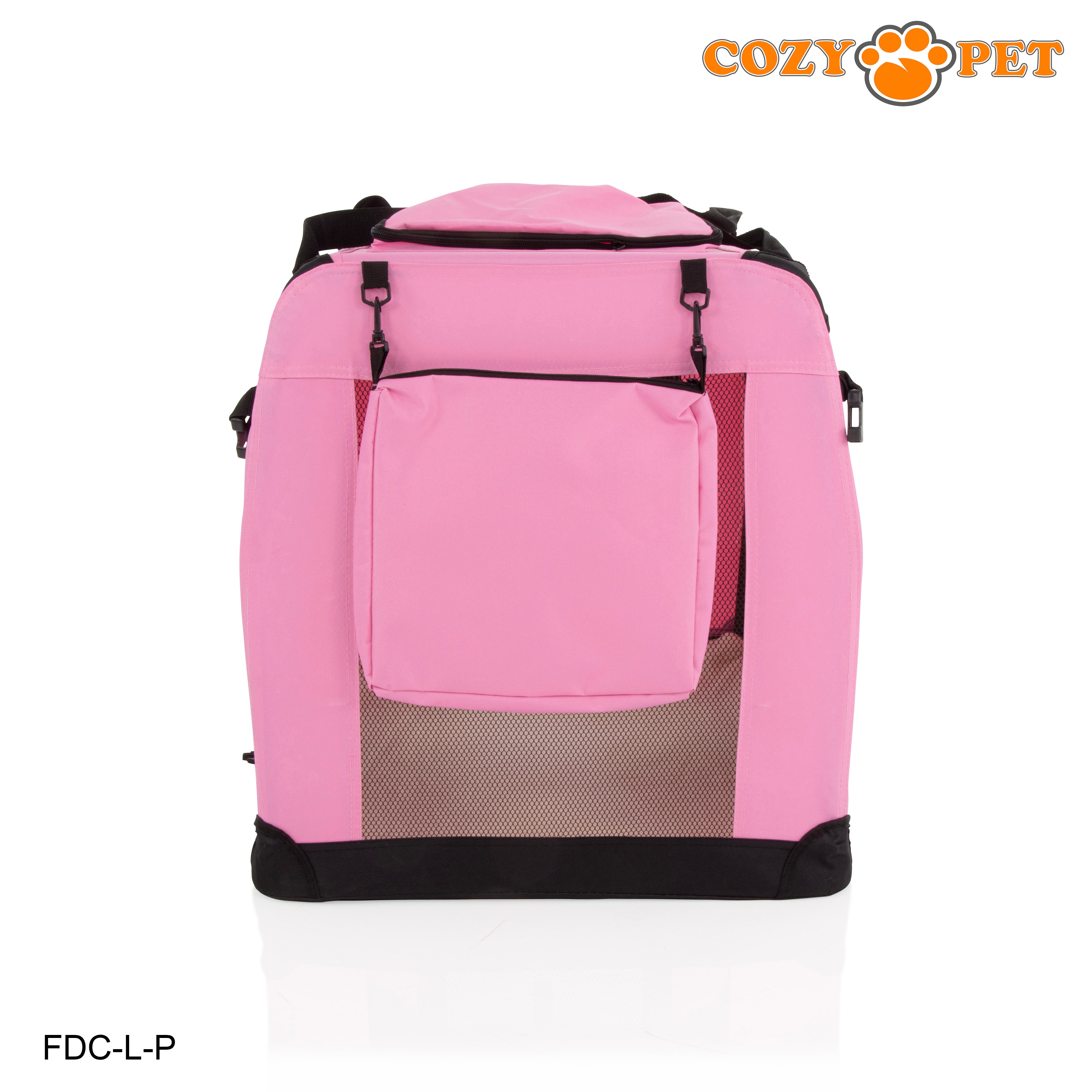 Fabric Dog Crate 82cm Pink by Cozy Pet Puppy Carrier Cat Travel Cage Rabbit Model: FDC-L-P - RET - Customer Return 30% Discount.