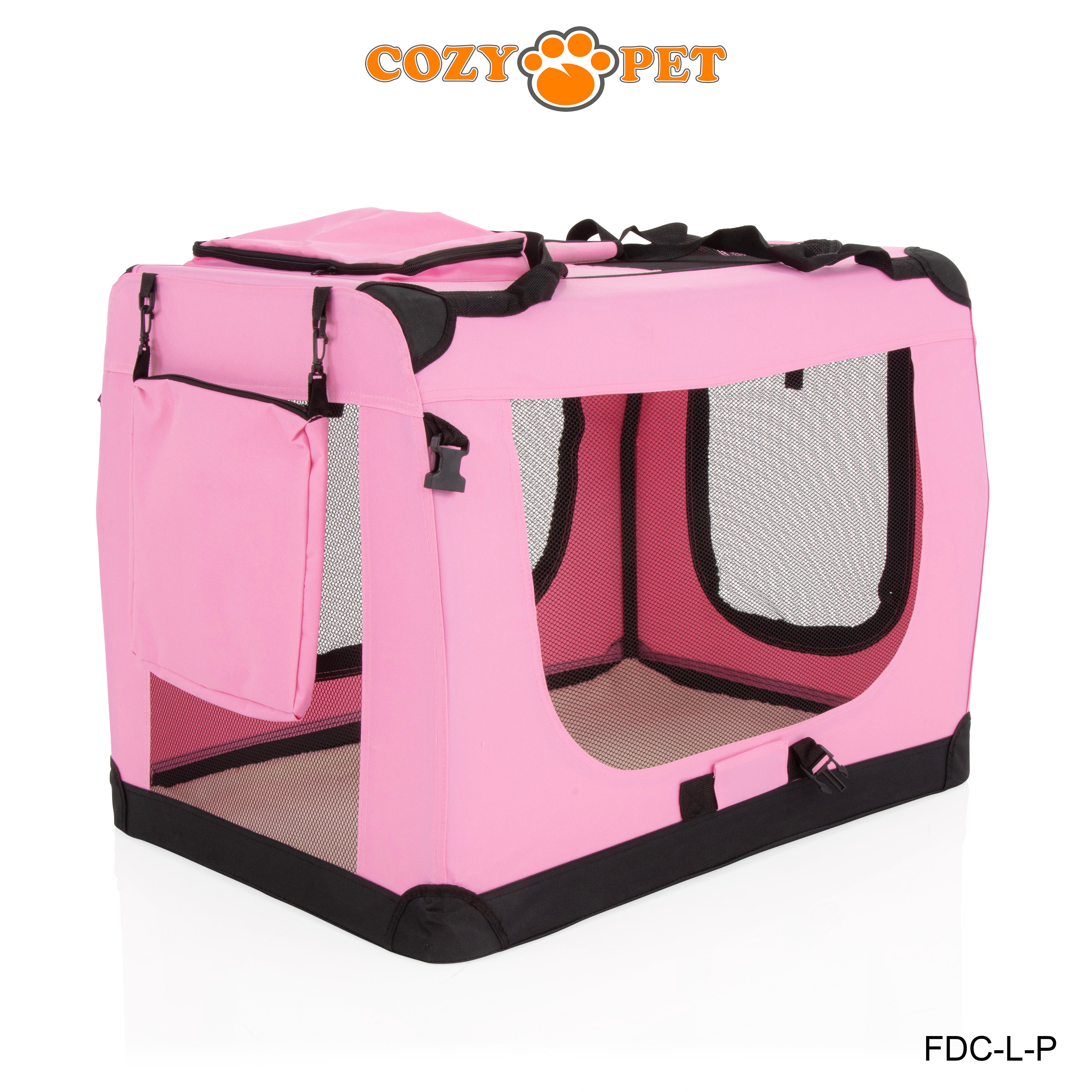 Fabric Dog Crate 82cm Pink by Cozy Pet Puppy Carrier Cat Travel Cage Rabbit Model: FDC-L-P - RET - Customer Return 30% Discount.