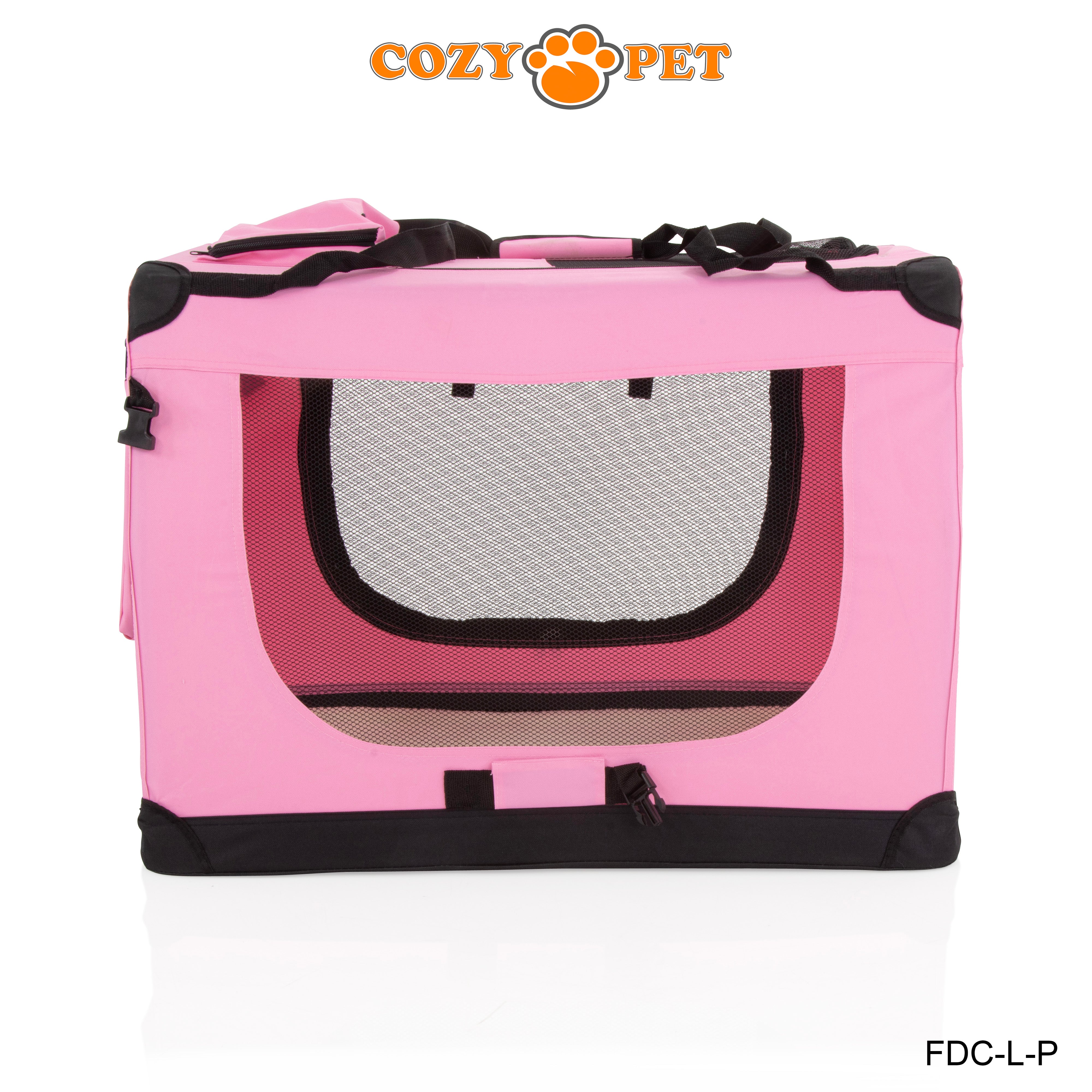 Fabric Dog Crate 82cm Pink by Cozy Pet Puppy Carrier Cat Travel Cage Rabbit Model: FDC-L-P - RET - Customer Return 30% Discount.