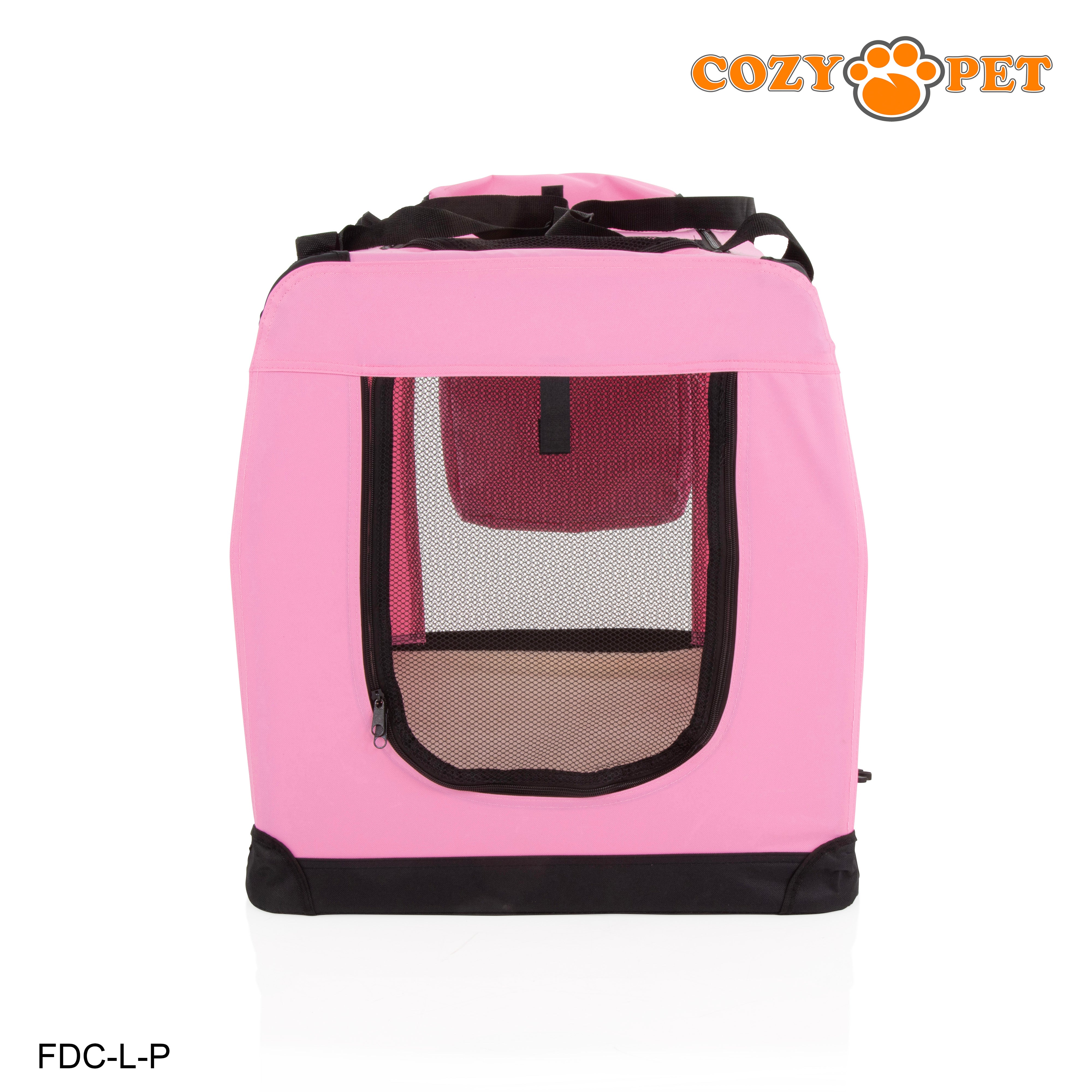 Fabric Dog Crate 82cm Pink by Cozy Pet Puppy Carrier Cat Travel Cage Rabbit Model: FDC-L-P - RET - Customer Return 30% Discount.