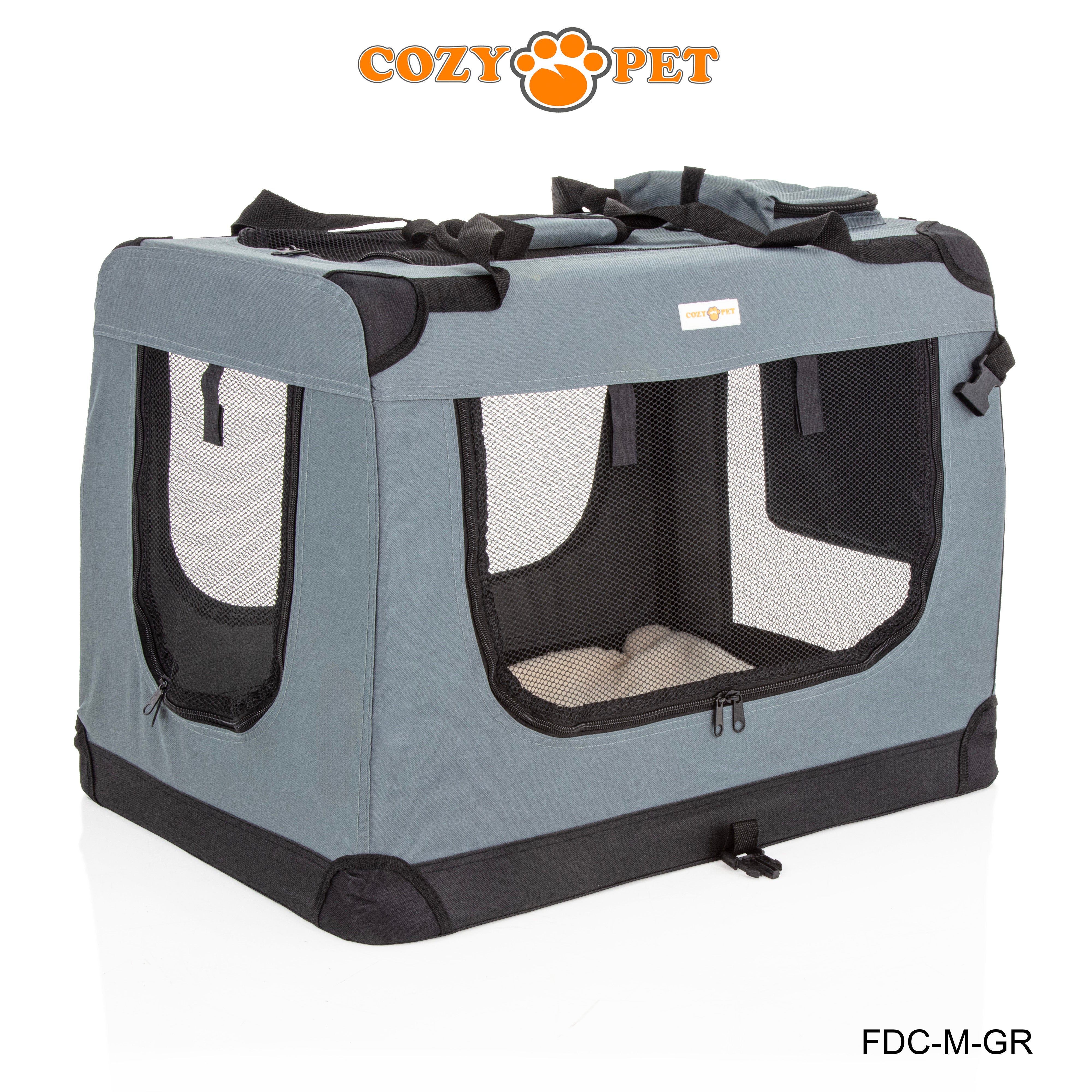 Fabric Dog Crate 70cm Grey by Cozy Pet Puppy Carrier Cat Travel Cage Rabbit Model: FDC-M-GR - RET - Customer Return 30% Discount.