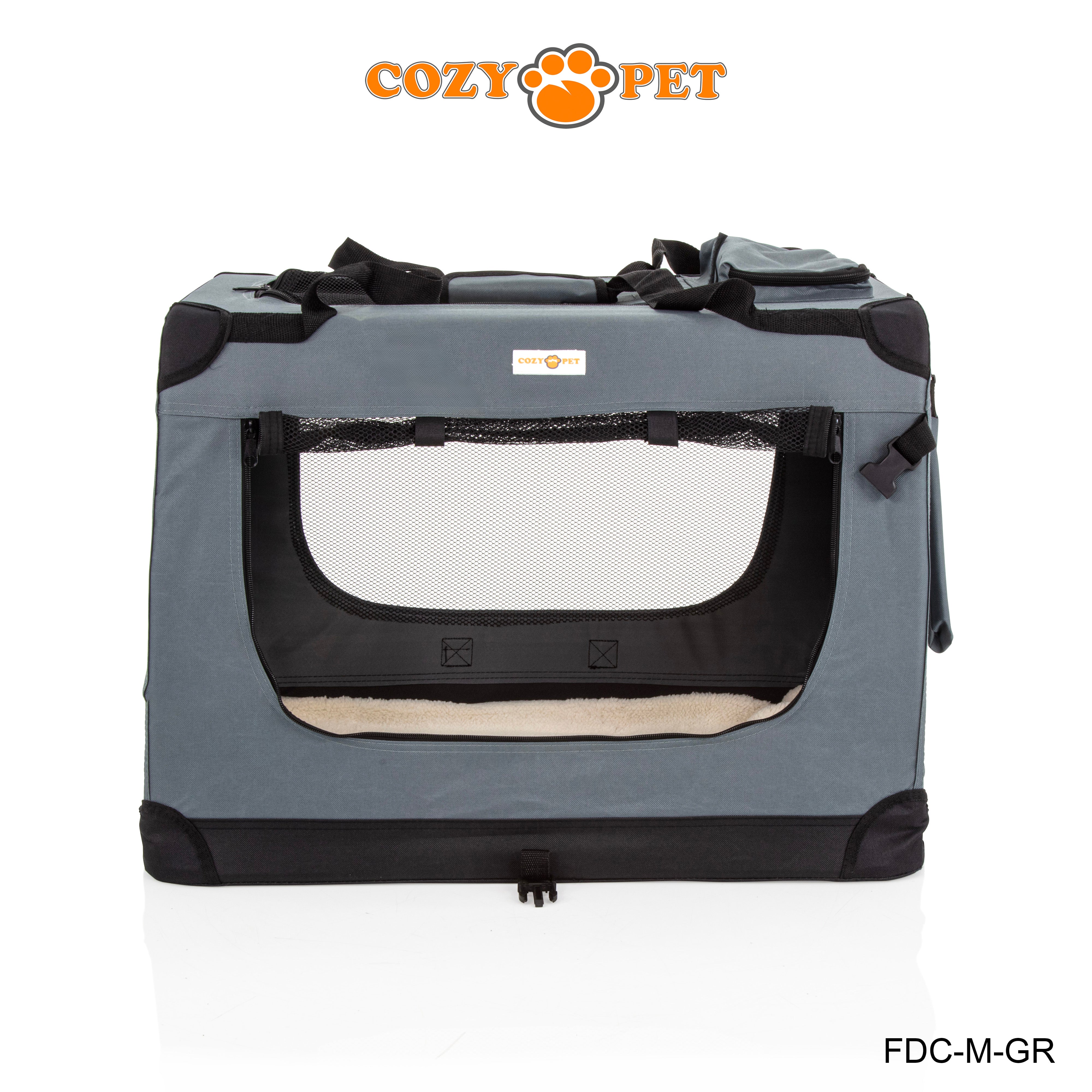 Fabric Dog Crate 70cm Grey by Cozy Pet Puppy Carrier Cat Travel Cage Rabbit Model: FDC-M-GR - RET - Customer Return 30% Discount.