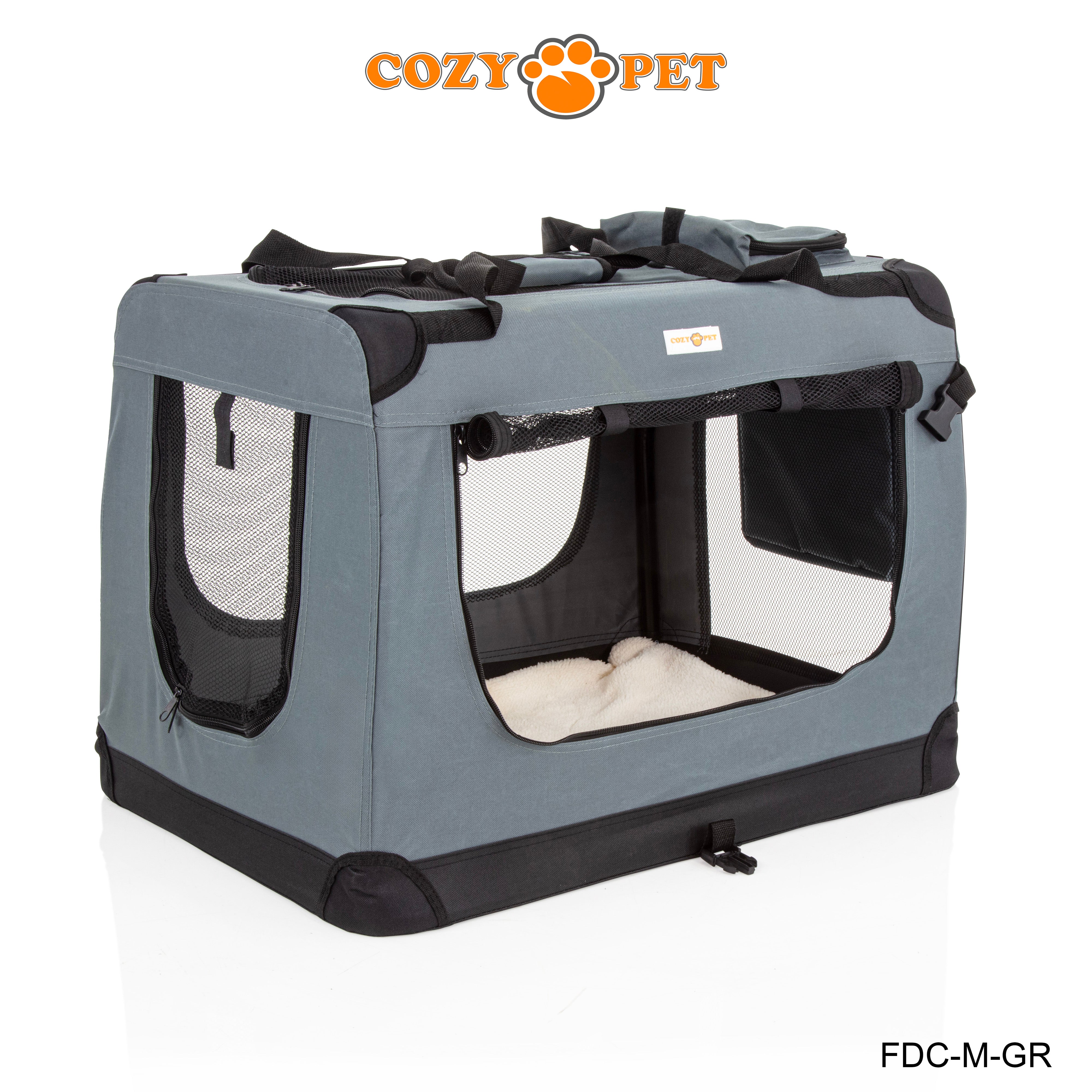 Fabric Dog Crate 70cm Grey by Cozy Pet Puppy Carrier Cat Travel Cage Rabbit Model: FDC-M-GR - RET - Customer Return 30% Discount.