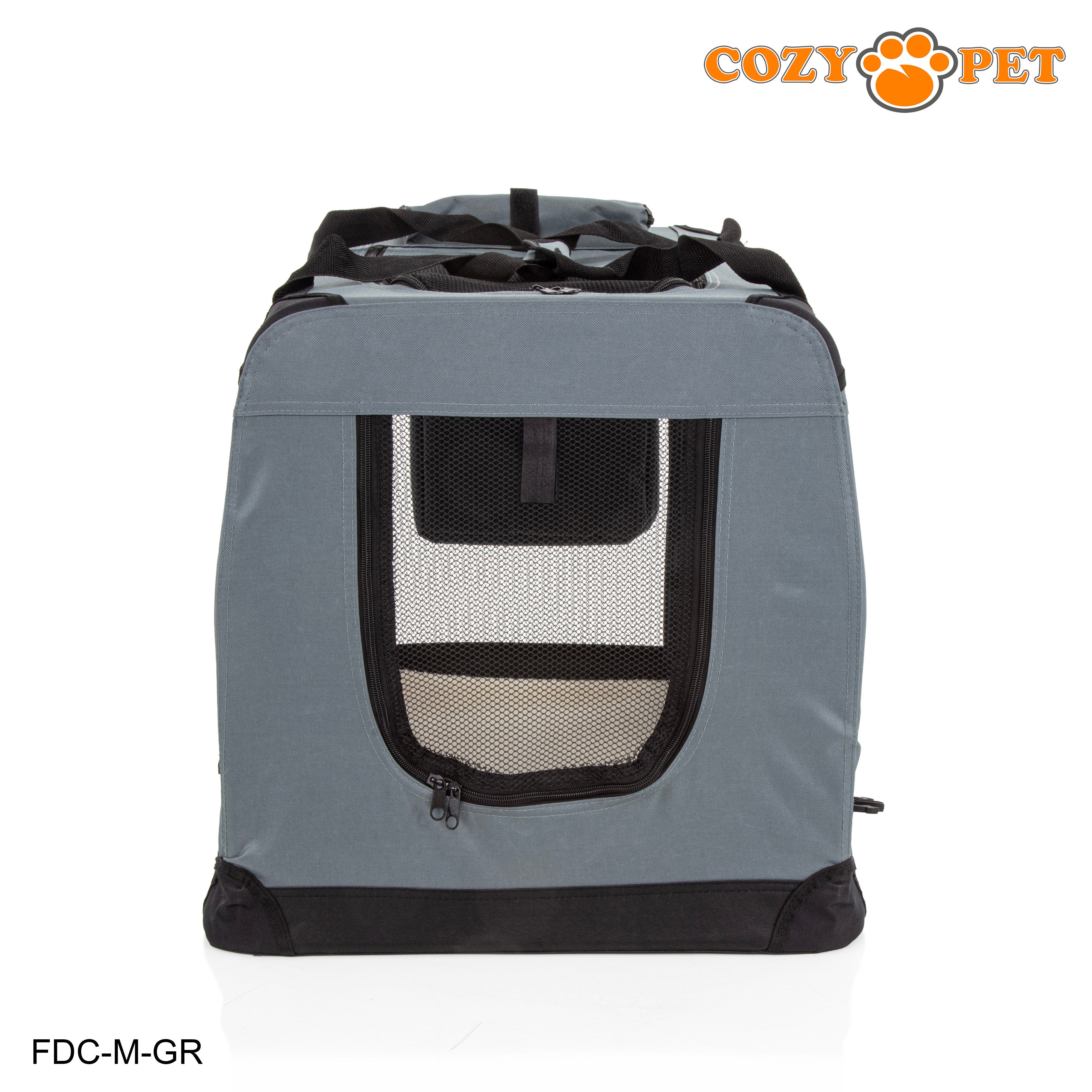 Fabric Dog Crate 70cm Grey by Cozy Pet Puppy Carrier Cat Travel Cage Rabbit Model: FDC-M-GR - RET - Customer Return 30% Discount.