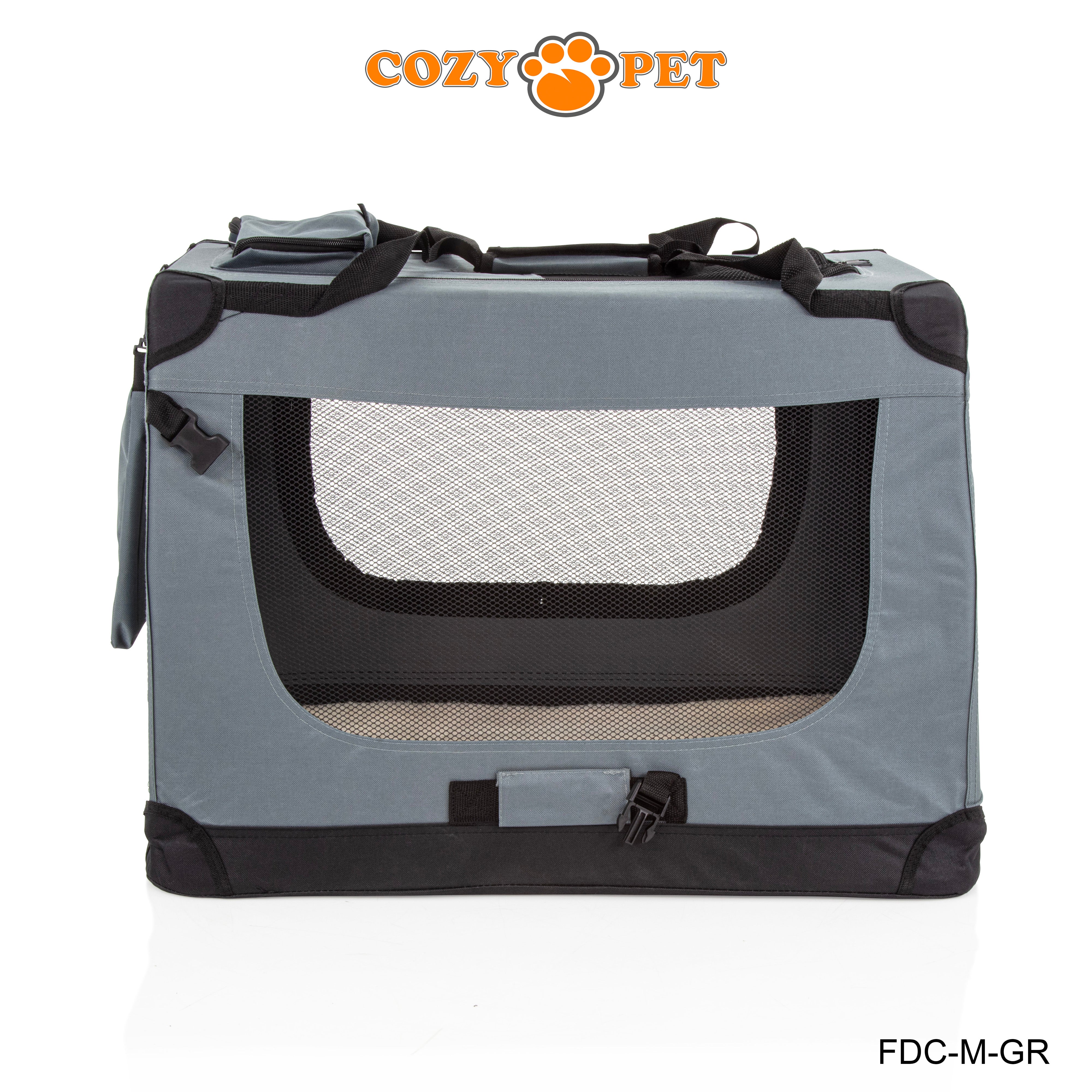 Fabric Dog Crate 70cm Grey by Cozy Pet Puppy Carrier Cat Travel Cage Rabbit Model: FDC-M-GR - RET - Customer Return 30% Discount.