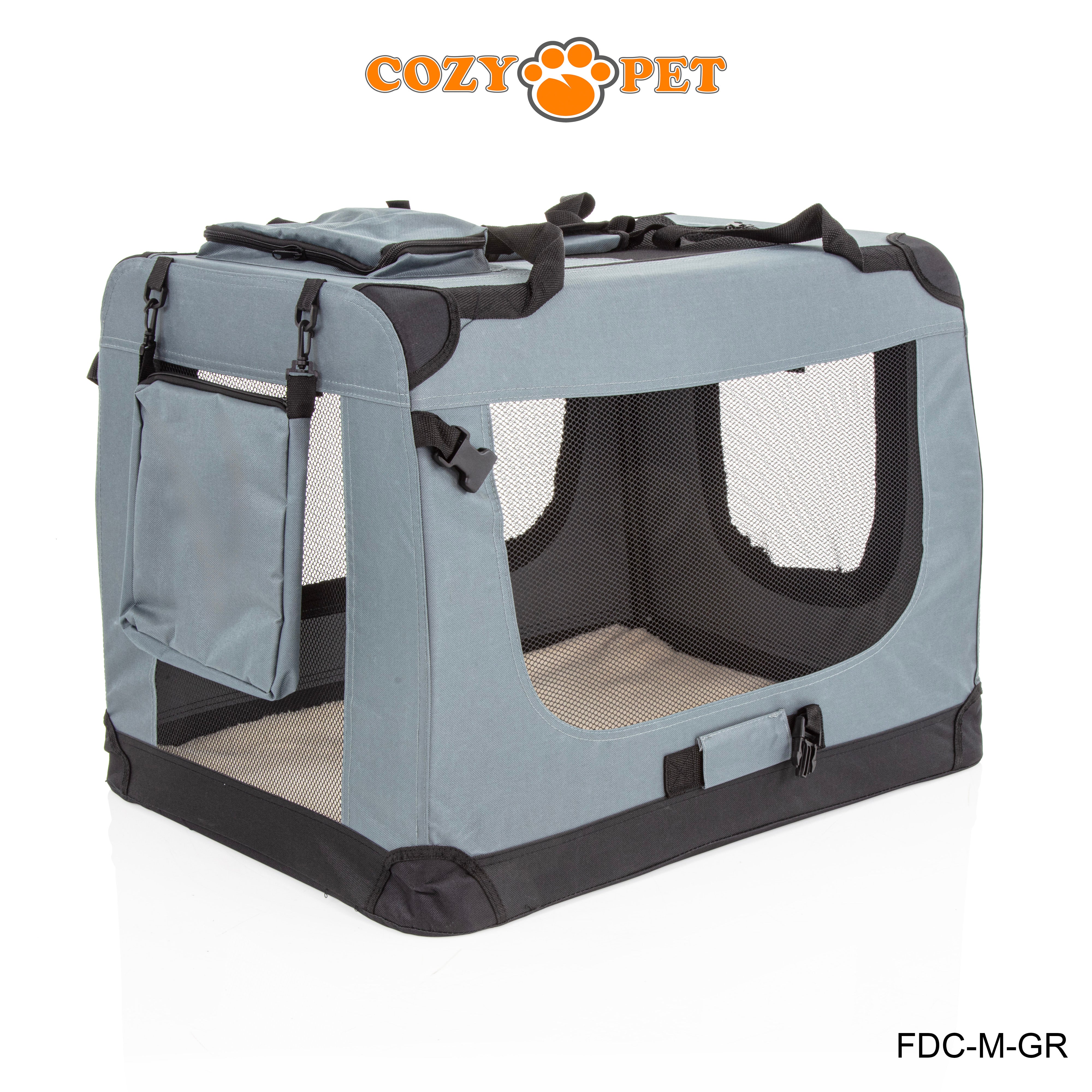 Fabric Dog Crate 70cm Grey by Cozy Pet Puppy Carrier Cat Travel Cage Rabbit Model: FDC-M-GR - RET - Customer Return 30% Discount.