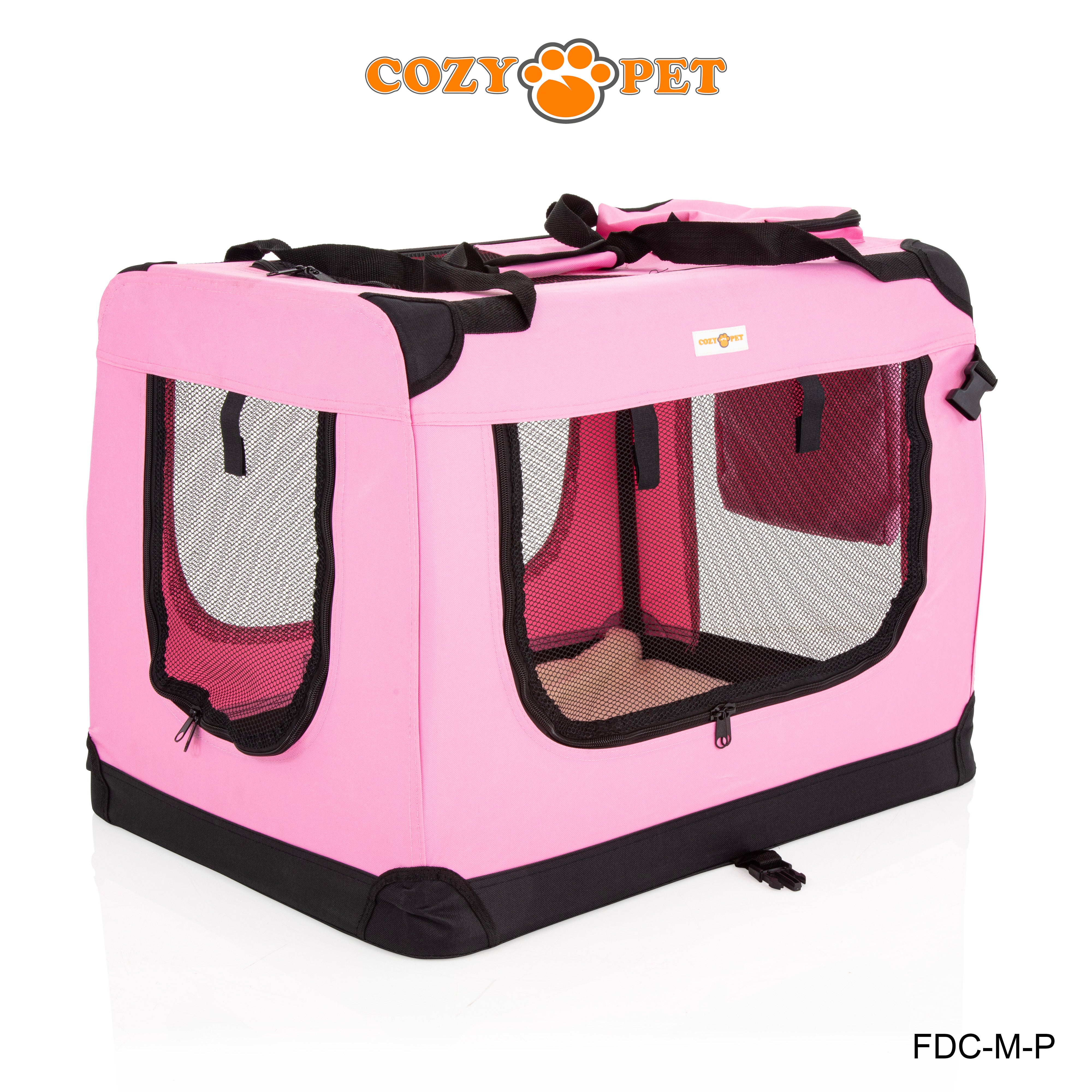 Fabric Dog Crate 70cm Pink by Cozy Pet Puppy Carrier Cat Travel Cage Rabbit Model: FDC-M-P - RET - Customer Return 30% Discount.