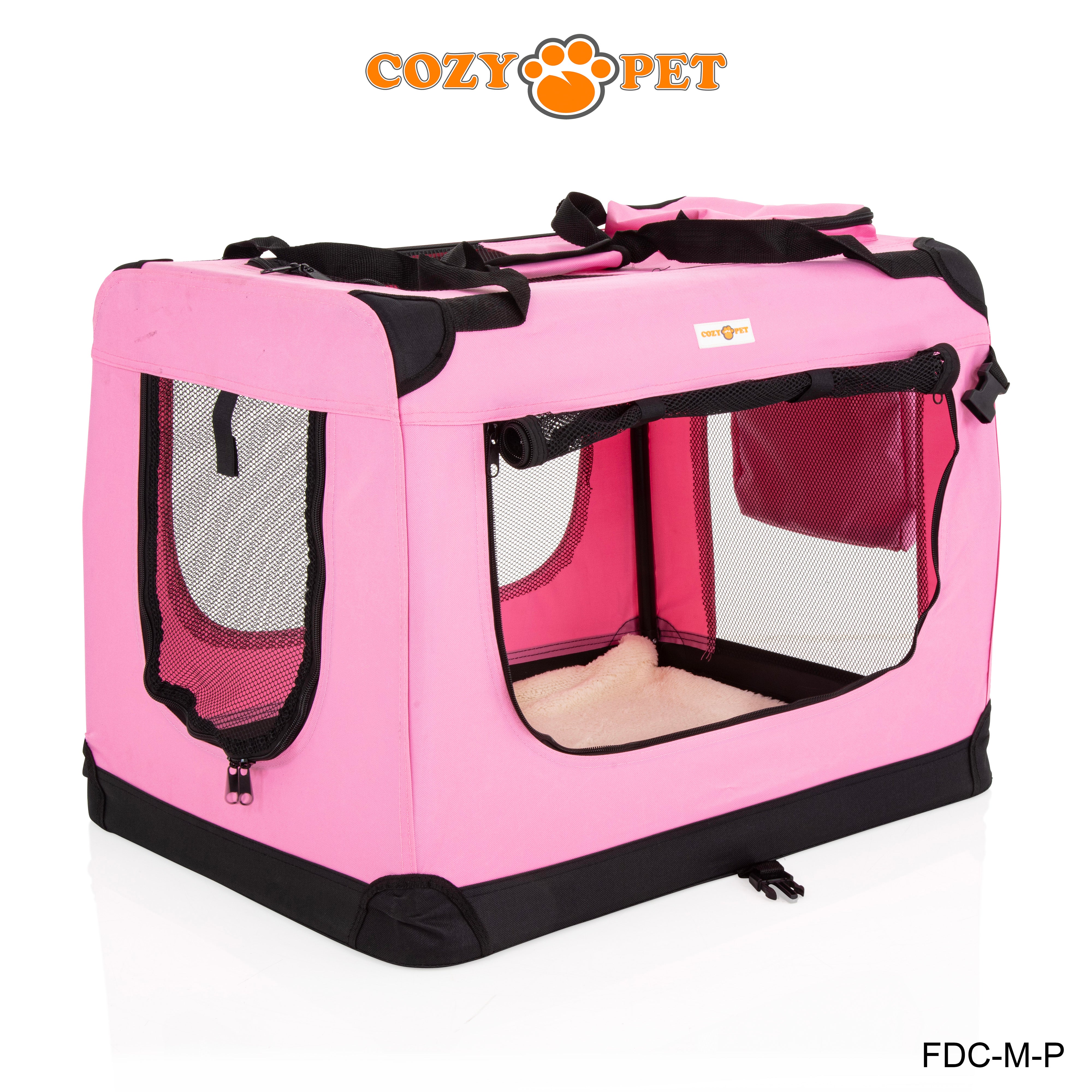 Fabric Dog Crate 70cm Pink by Cozy Pet Puppy Carrier Cat Travel Cage Rabbit Model: FDC-M-P - RET - Customer Return 30% Discount.