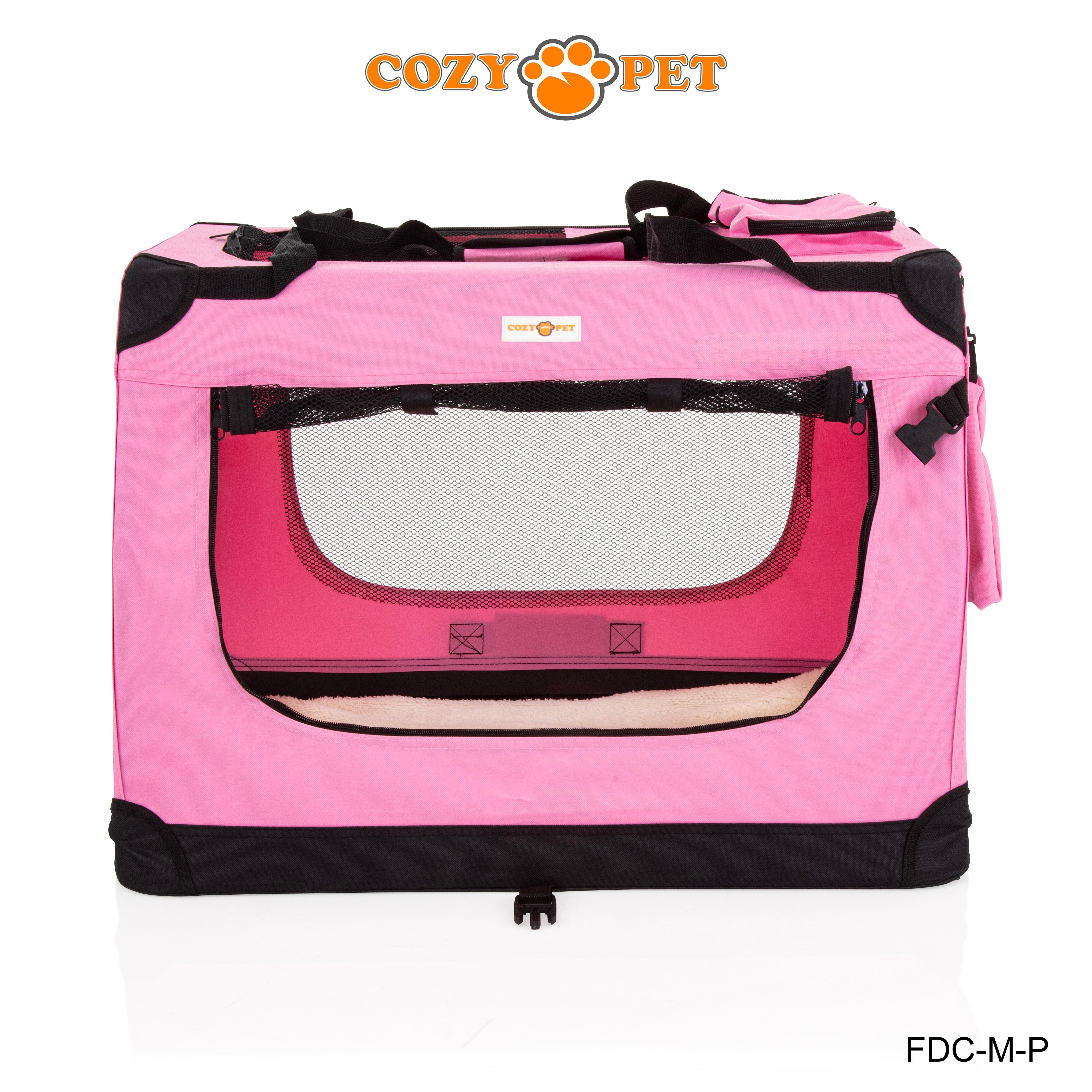 Fabric Dog Crate 70cm Pink by Cozy Pet Puppy Carrier Cat Travel Cage Rabbit Model: FDC-M-P - RET - Customer Return 30% Discount.