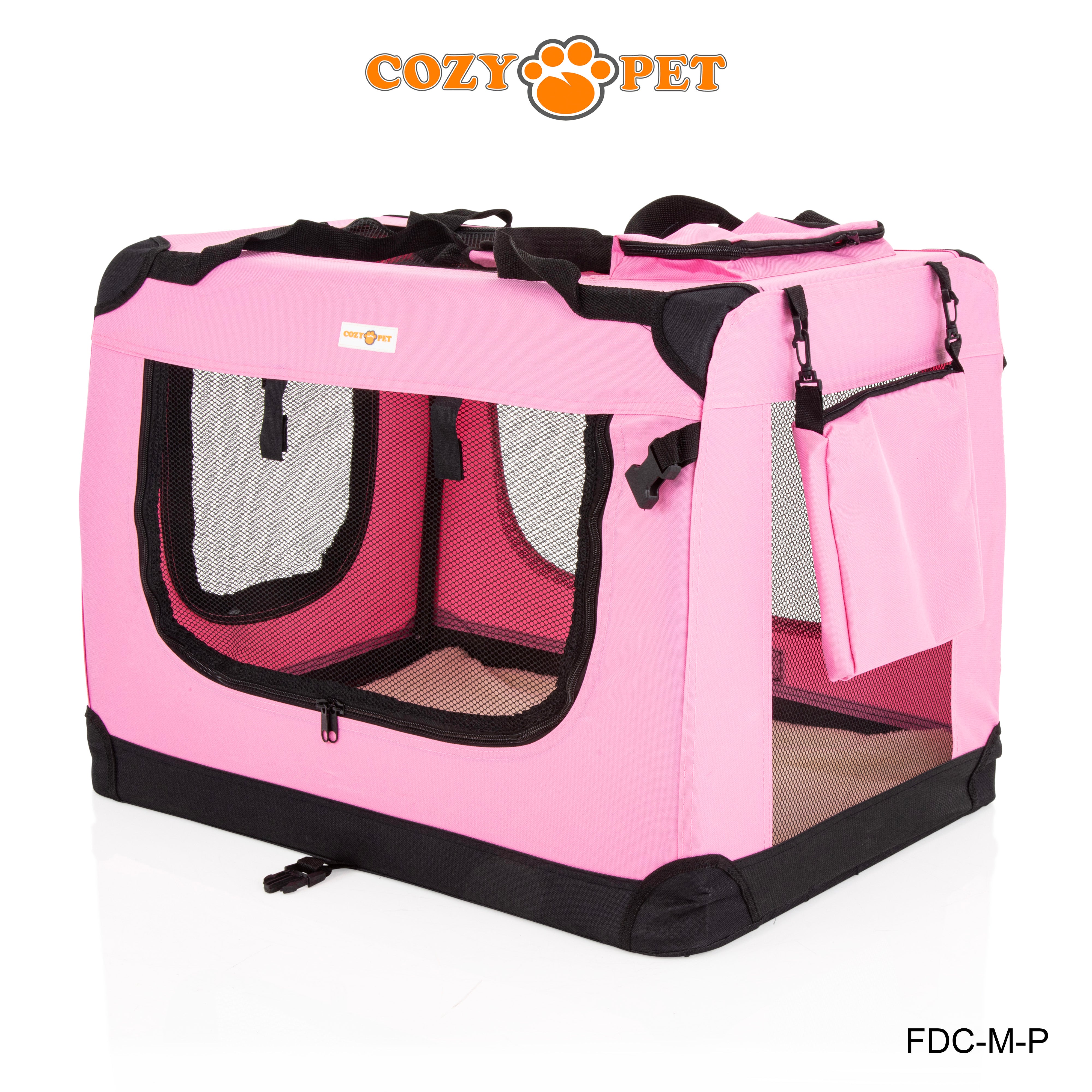 Fabric Dog Crate 70cm Pink by Cozy Pet Puppy Carrier Cat Travel Cage Rabbit Model: FDC-M-P - RET - Customer Return 30% Discount.