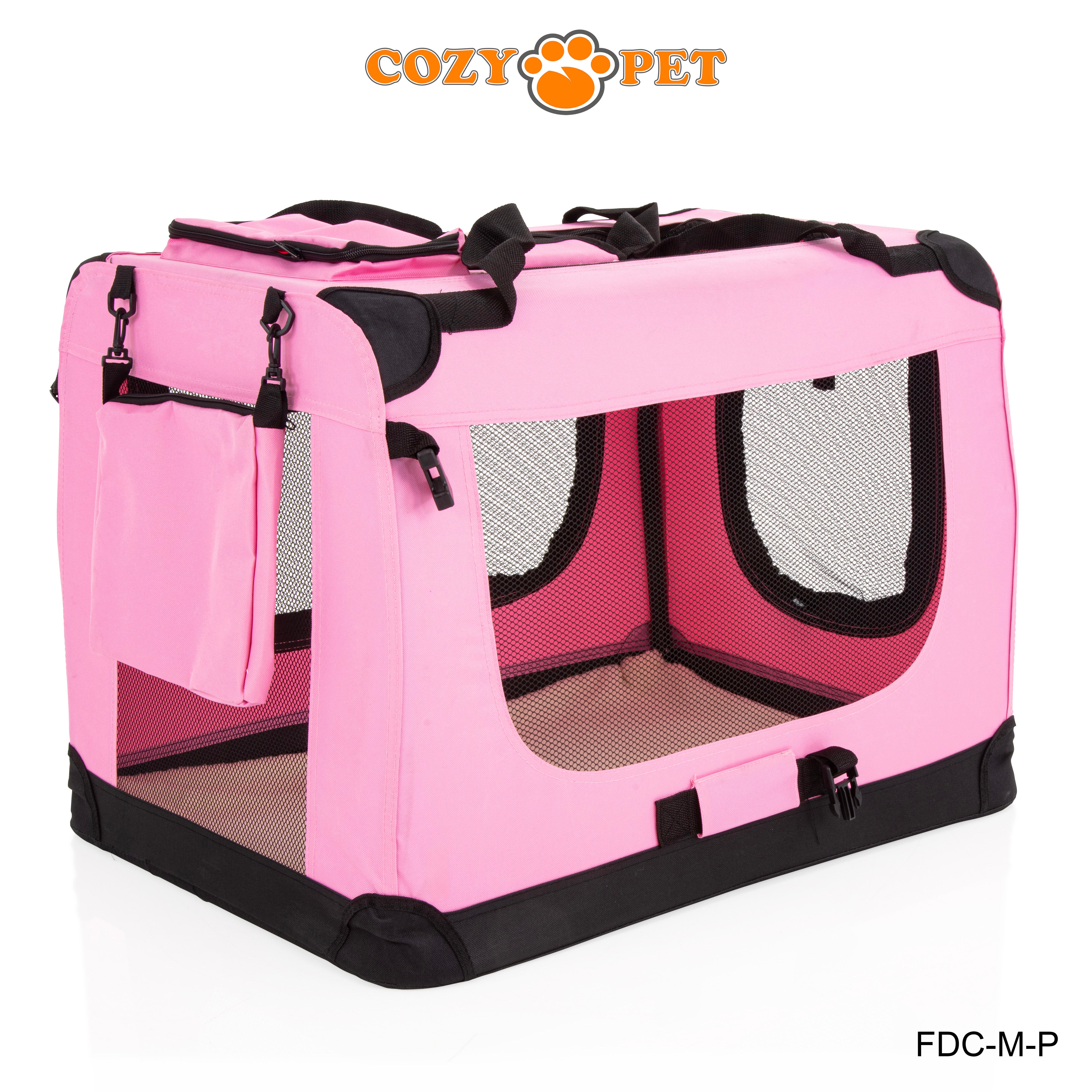 Fabric Dog Crate 70cm Pink by Cozy Pet Puppy Carrier Cat Travel Cage Rabbit Model: FDC-M-P - RET - Customer Return 30% Discount.